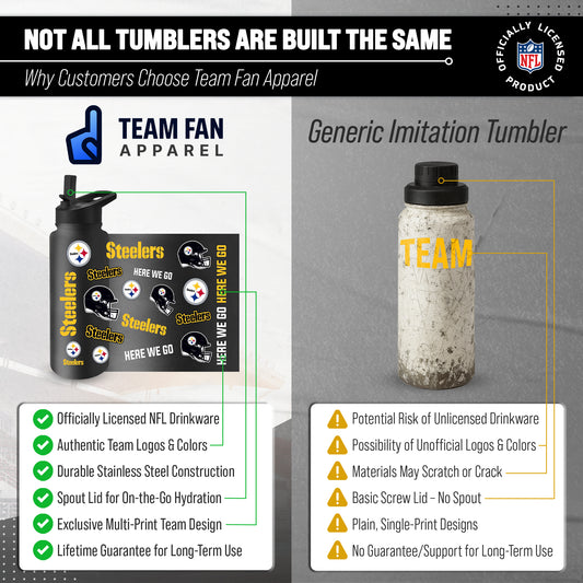 Pittsburgh Steelers NFL 34Oz Native Quencher Water Bottle - Black