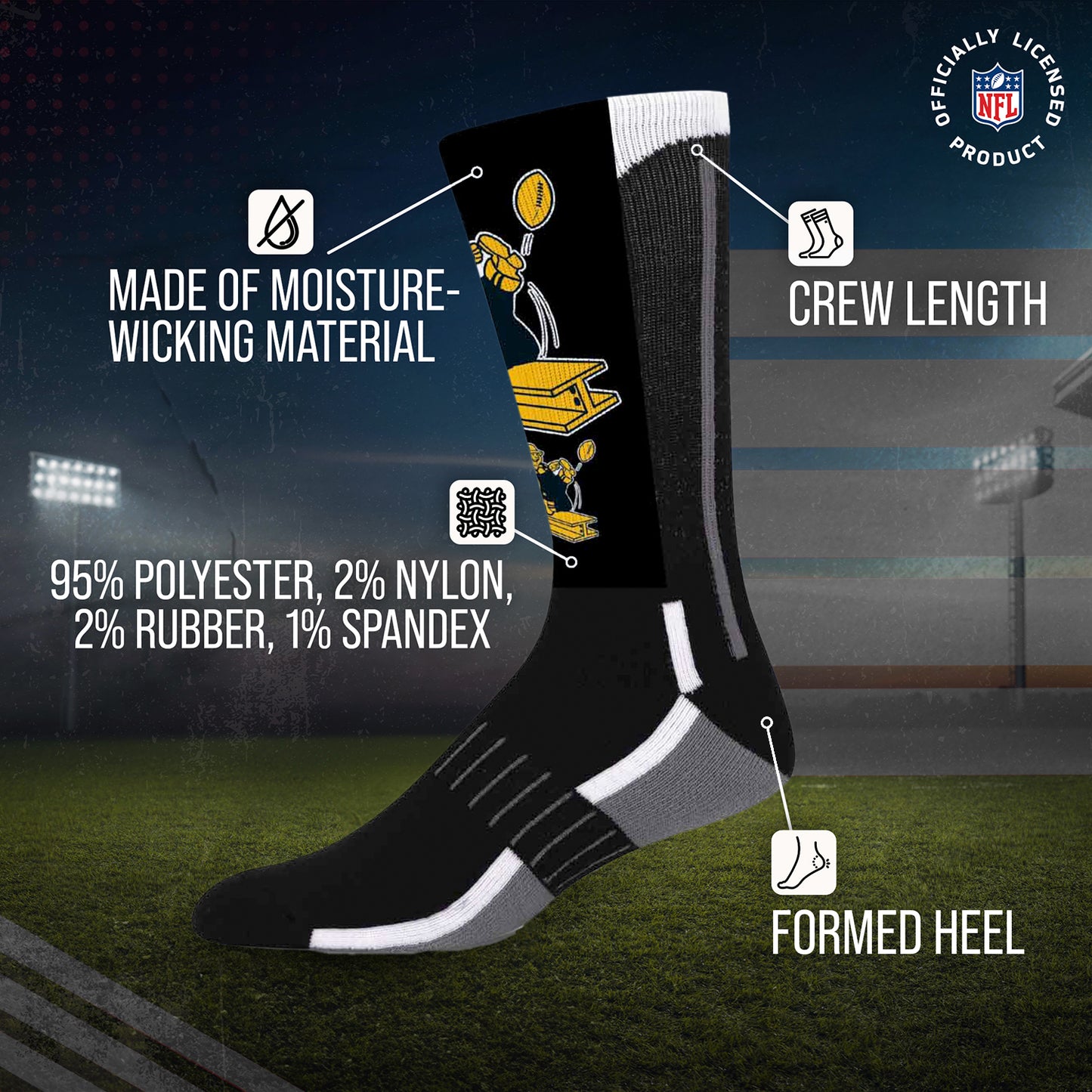 Pittsburgh Steelers NFL V Curve Socks - Team Color