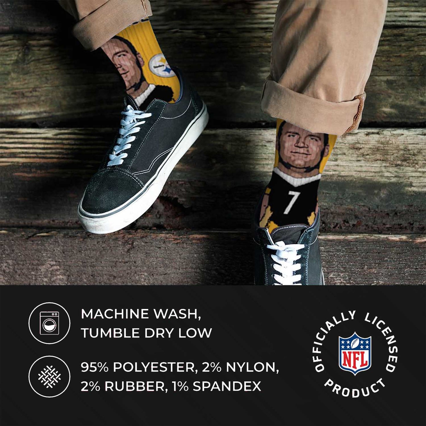Pittsburgh Steelers FBF NFL Adult V Curve MVP Player Crew Socks - Gold