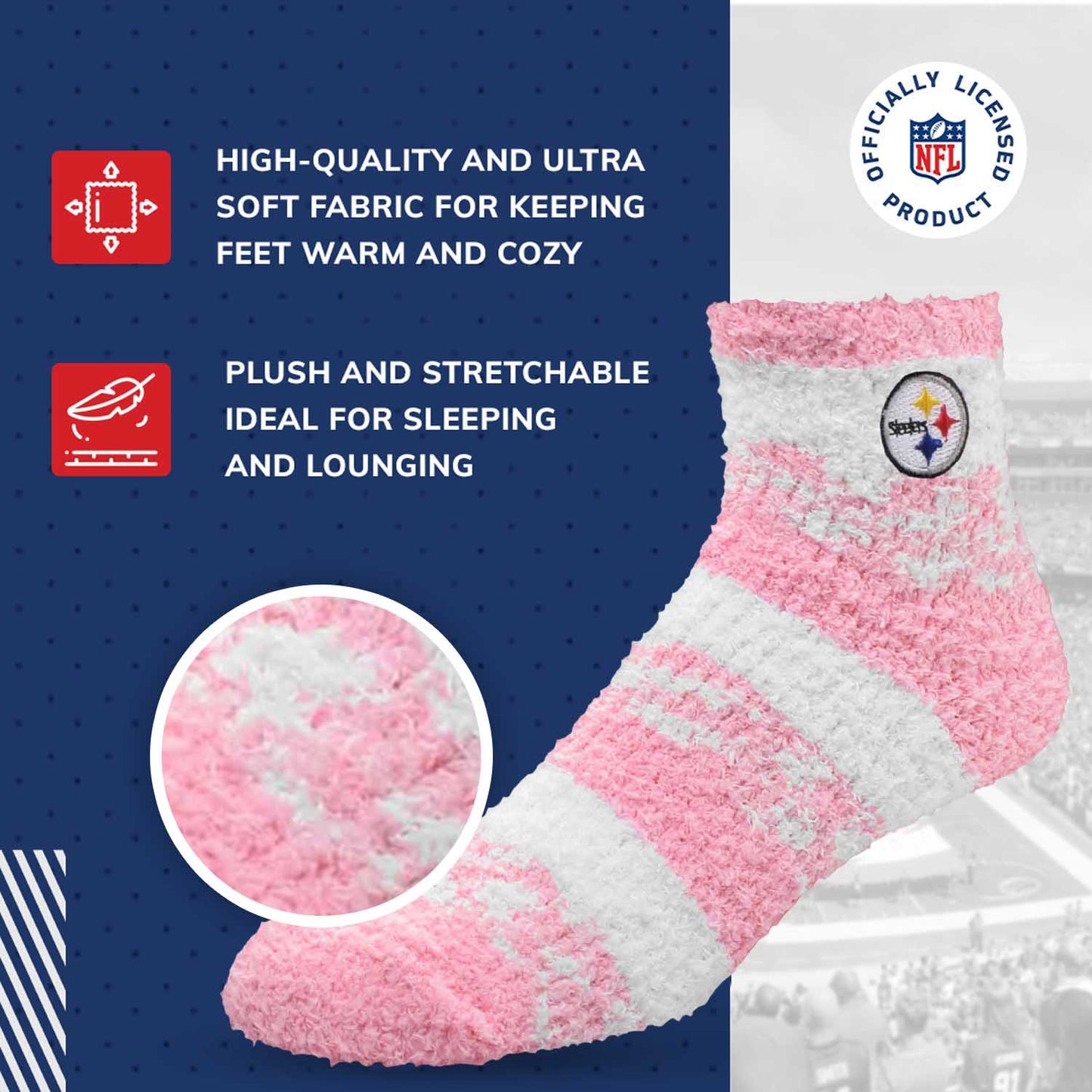 Pittsburgh Steelers NFL Cozy Soft Slipper Socks - Pink