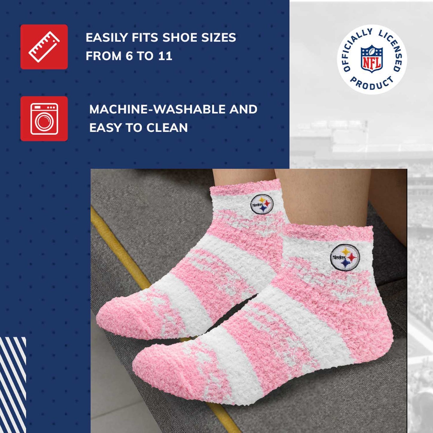 Pittsburgh Steelers NFL Cozy Soft Slipper Socks - Pink