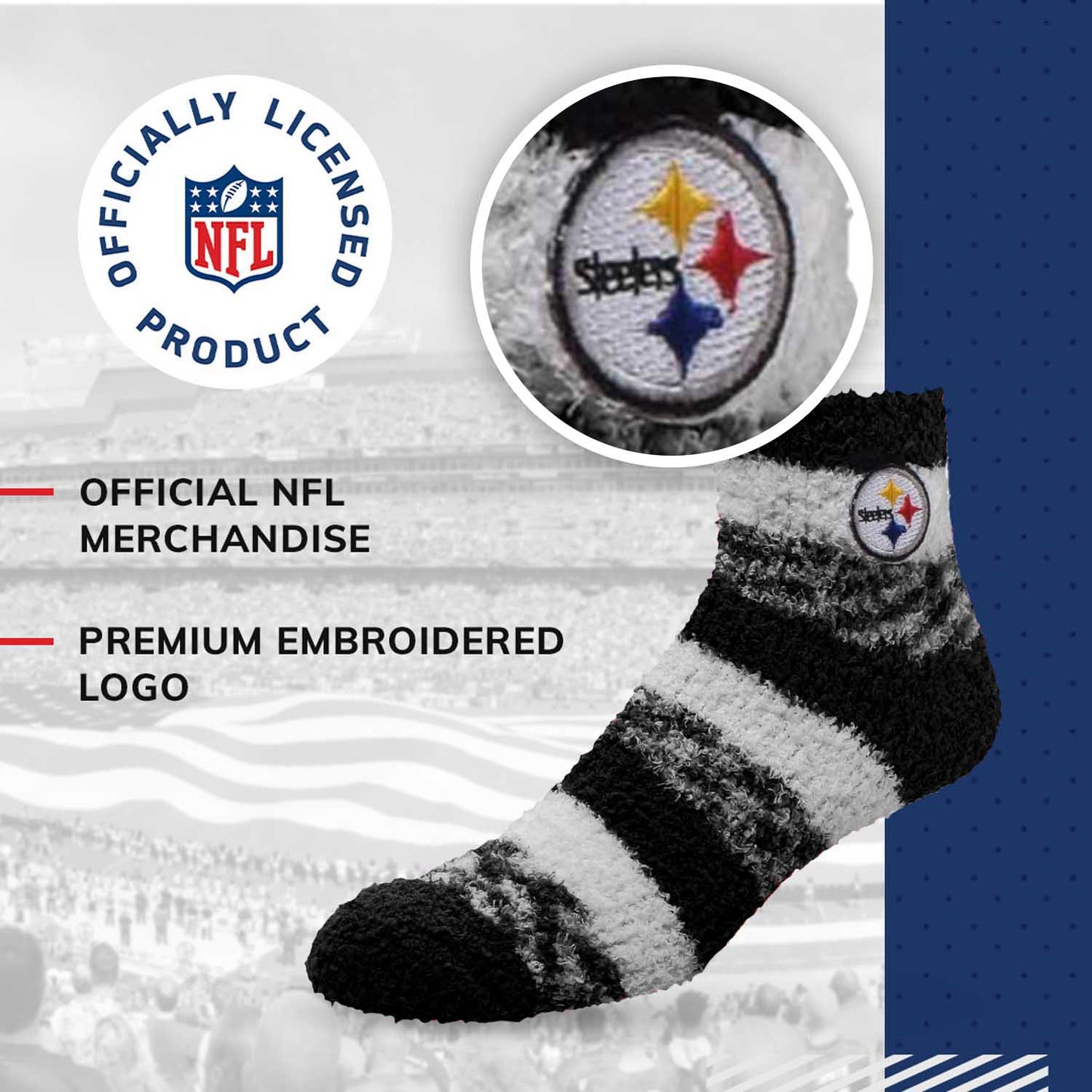 Pittsburgh Steelers NFL Cozy Soft Slipper Socks - Black