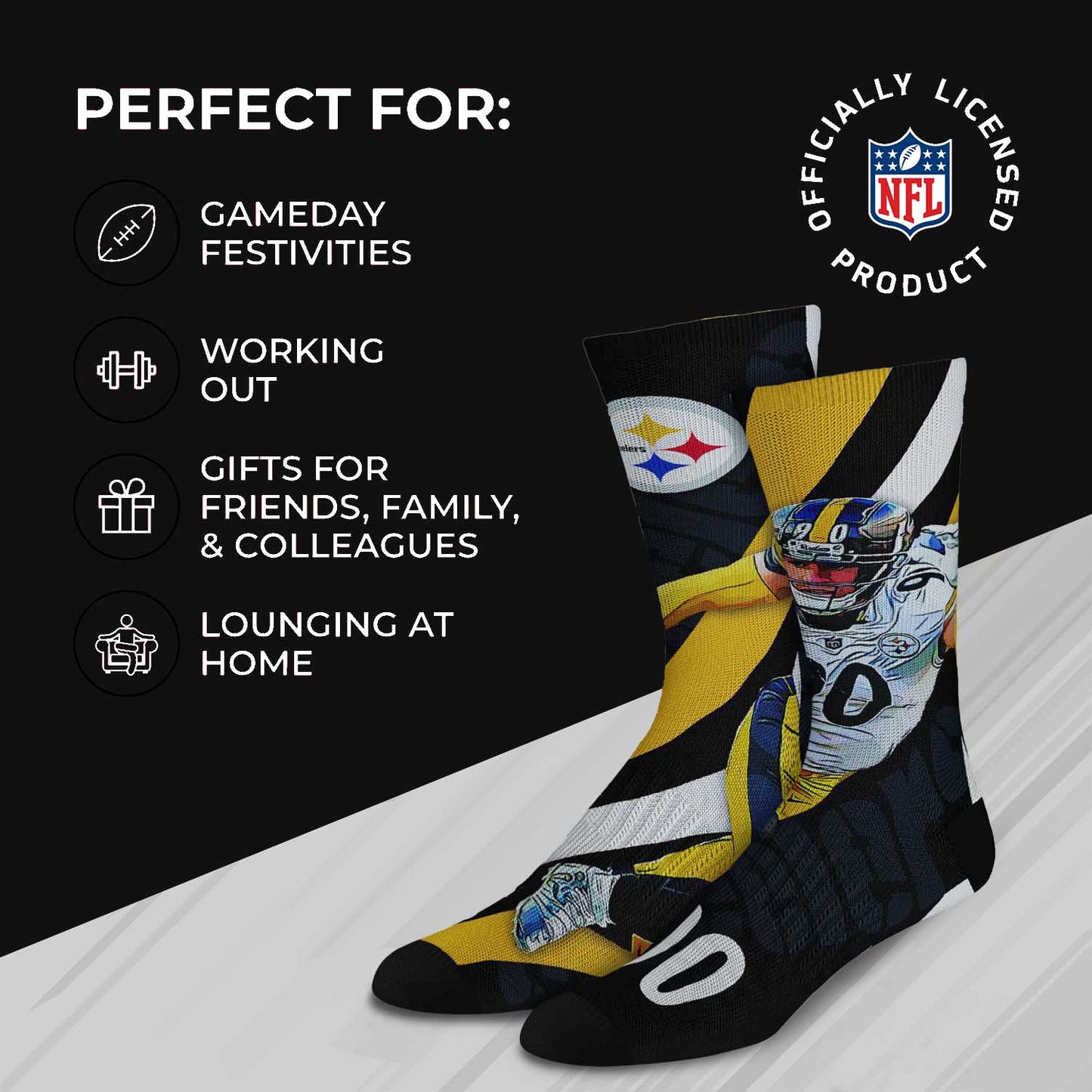 Pittsburgh Steelers NFL Adult Player Stripe Sock - Black