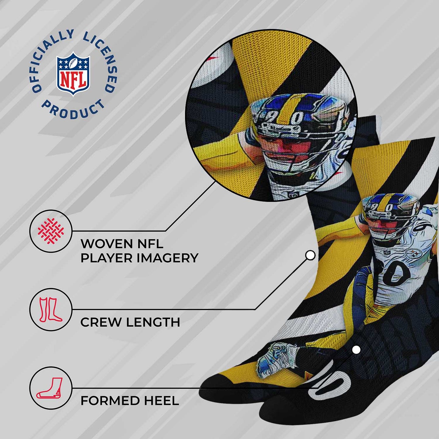 Pittsburgh Steelers NFL Adult Player Stripe Sock - Black