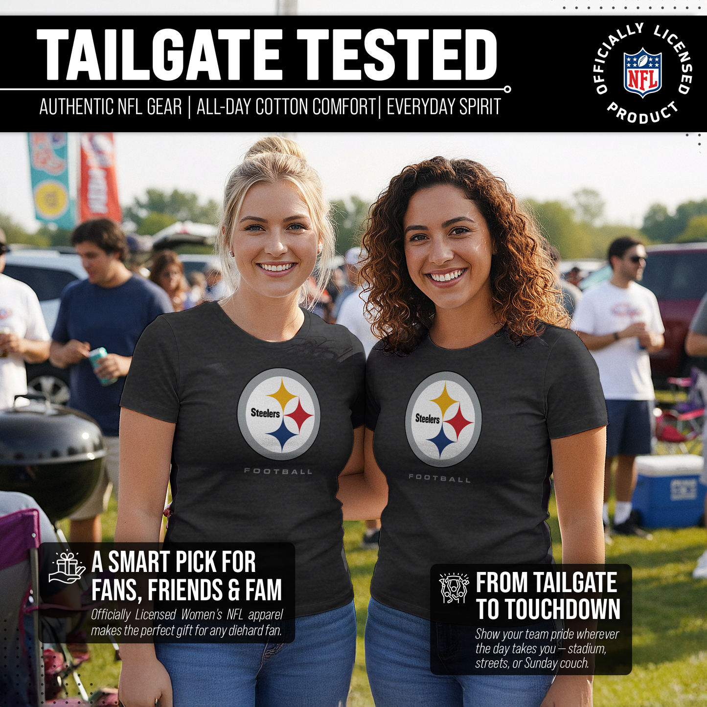 Pittsburgh Steelers Women's NFL Ultimate Fan Logo Short Sleeve T-Shirt - Black