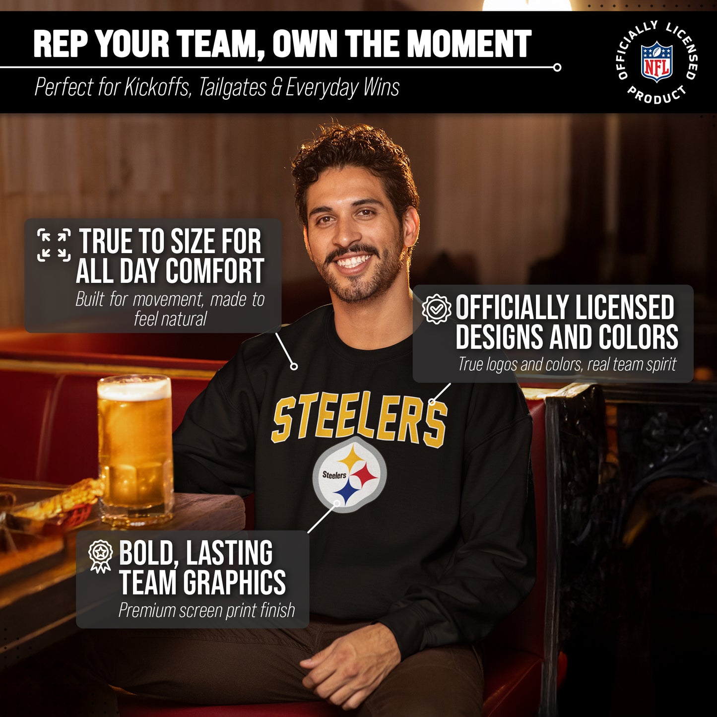 Pittsburgh Steelers NFL Home Team Crew - Black