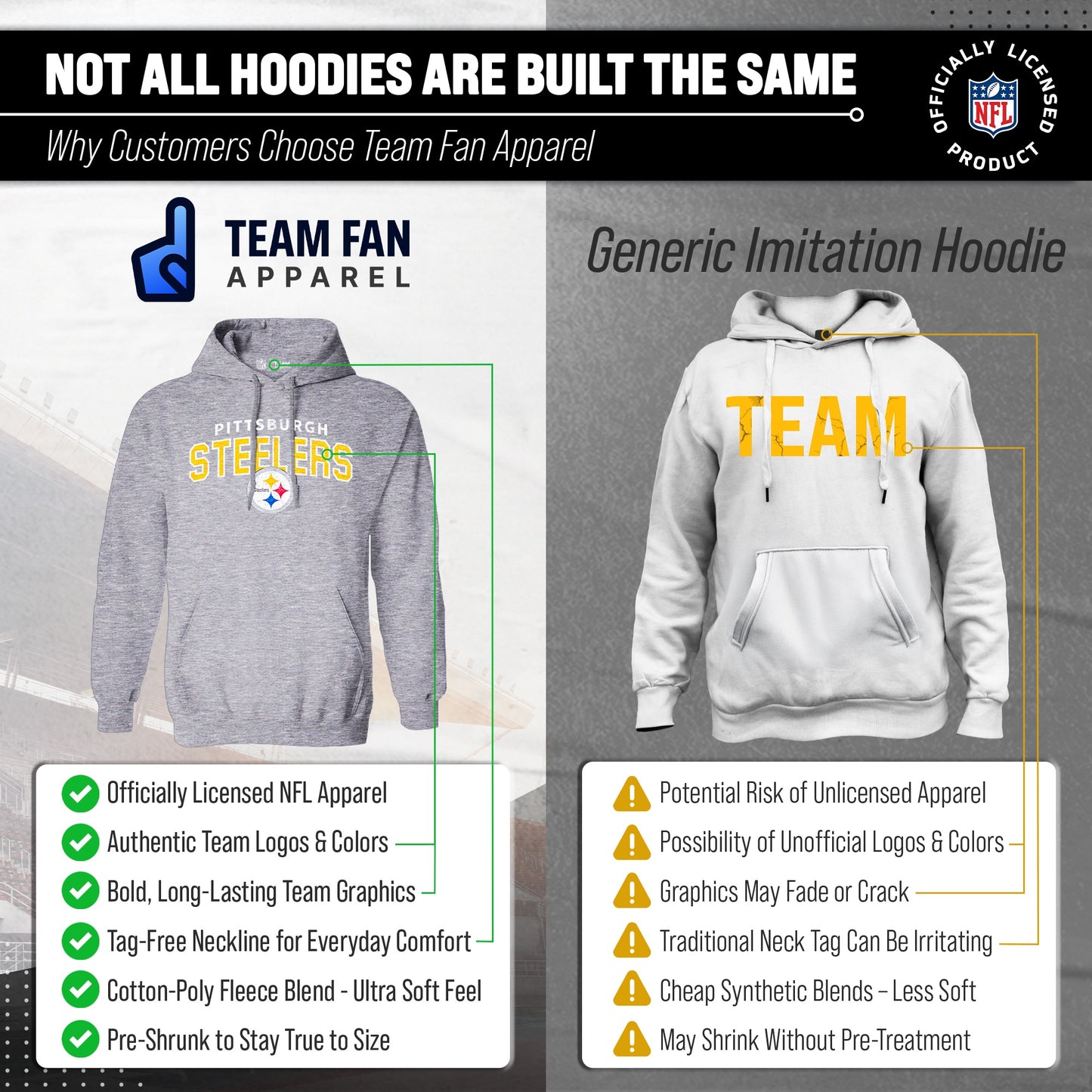 Pittsburgh Steelers NFL Adult Unisex Starting Fresh Ultra Soft Fleece Hooded Sweatshirt - Athletic Heather
