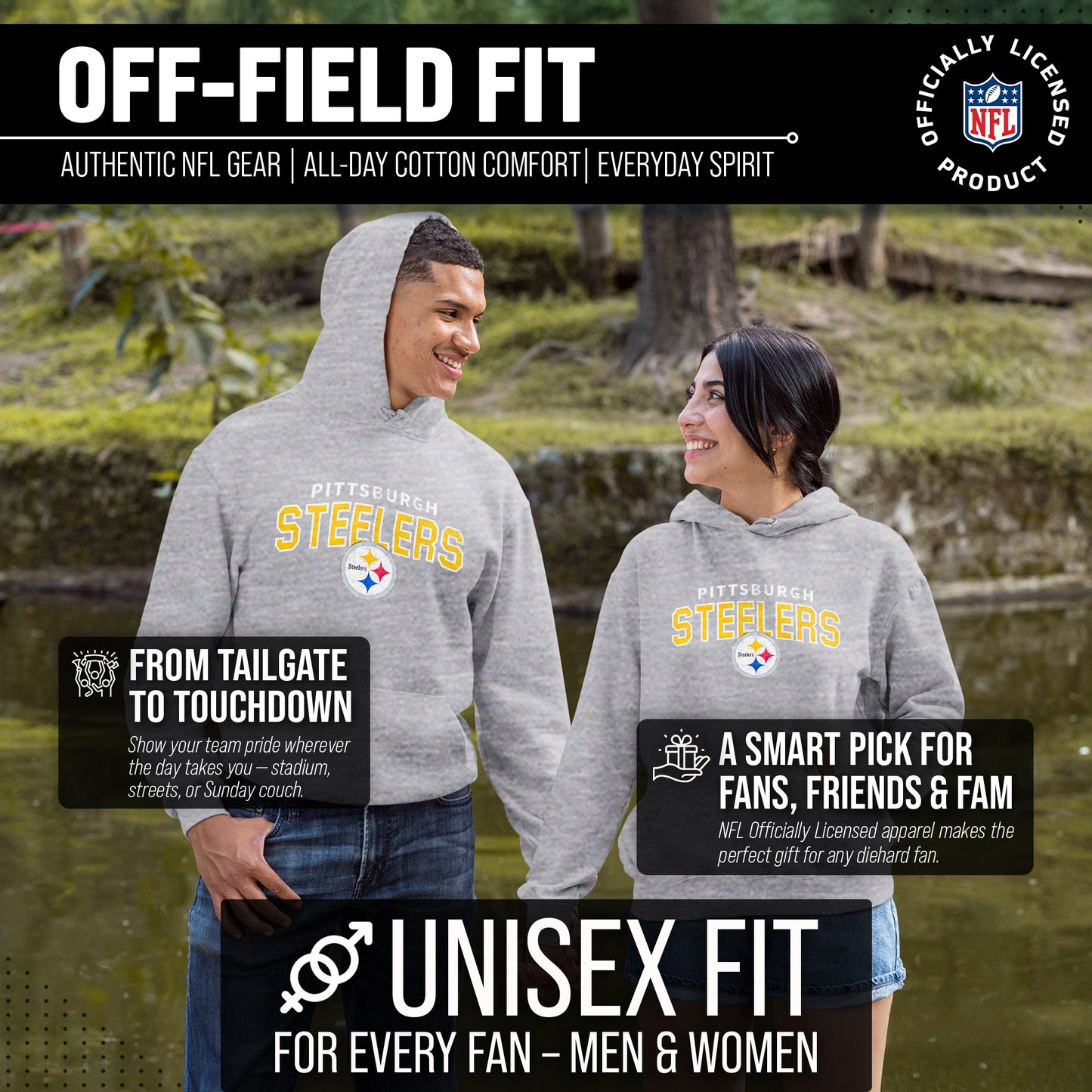 Pittsburgh Steelers NFL Adult Unisex Starting Fresh Ultra Soft Fleece Hooded Sweatshirt - Athletic Heather