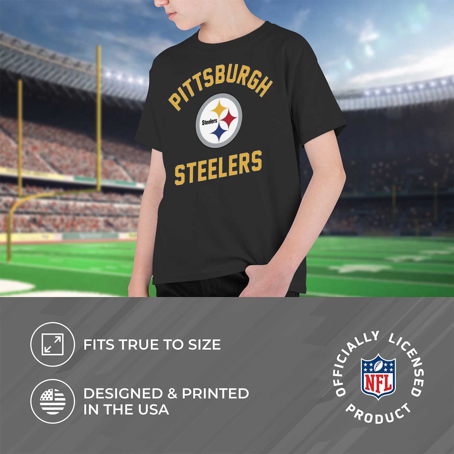 Pittsburgh Steelers NFL Youth Gameday Football T-Shirt - Black
