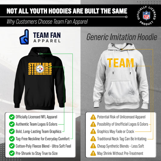 Pittsburgh Steelers NFL Youth Repeating Logo Football Fleece Hooded Sweatshirt - Black