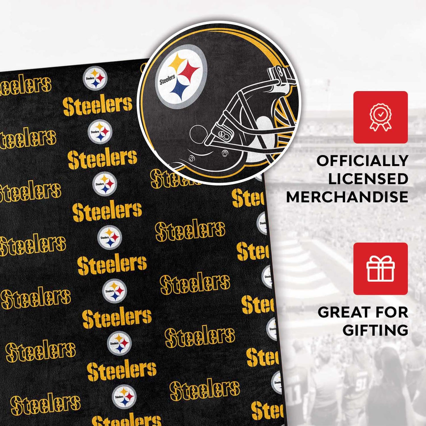 Pittsburgh Steelers NFL Double Sided Blanket - Black