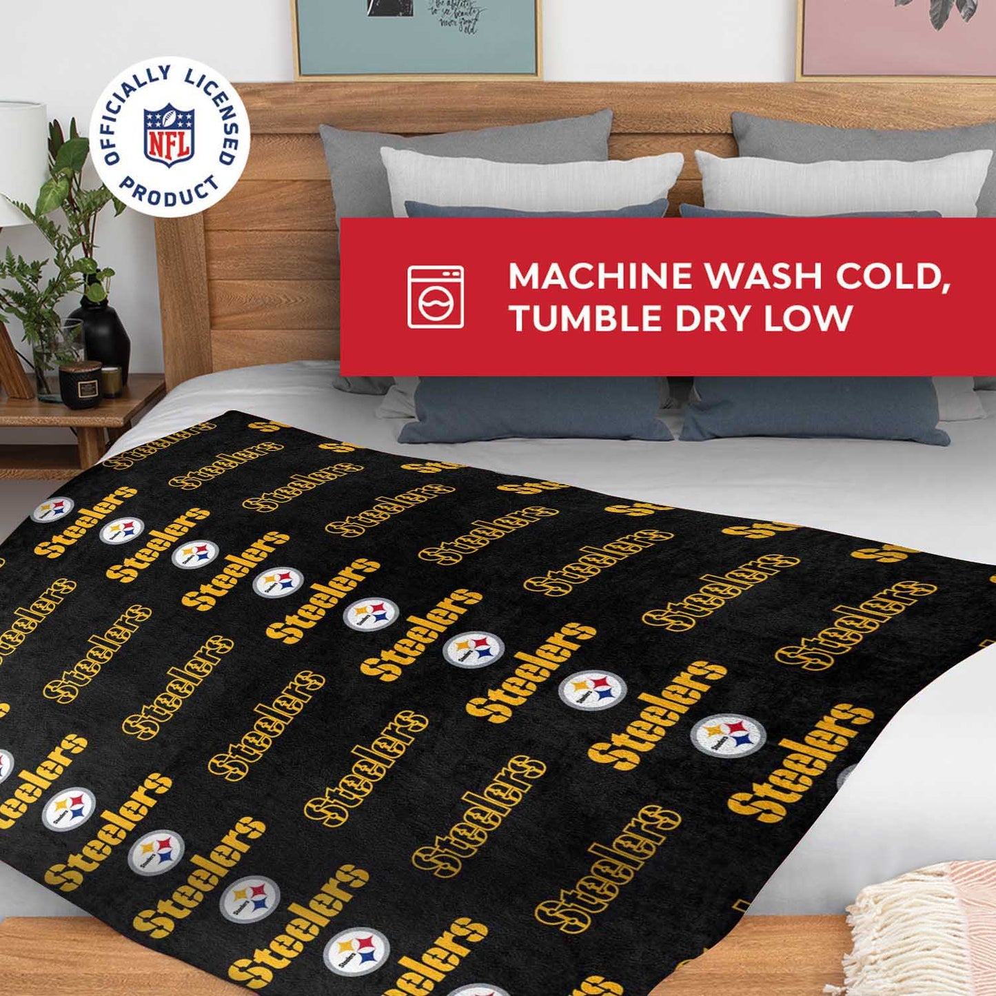 Pittsburgh Steelers NFL Double Sided Blanket - Black
