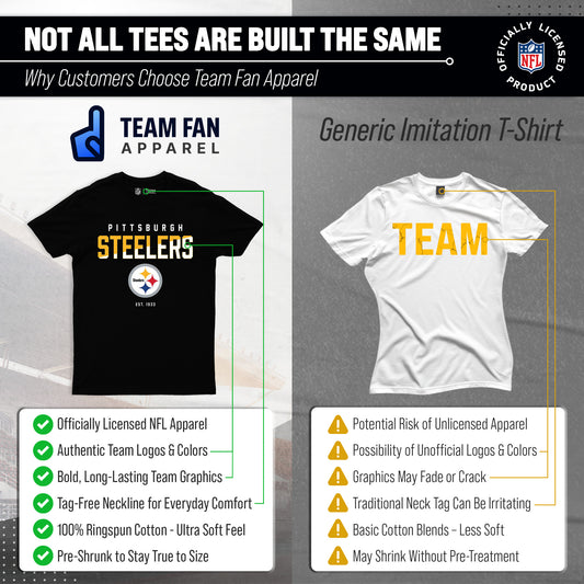 Pittsburgh Steelers Adult NFL Diagonal Fade Color Block T-Shirt - Black