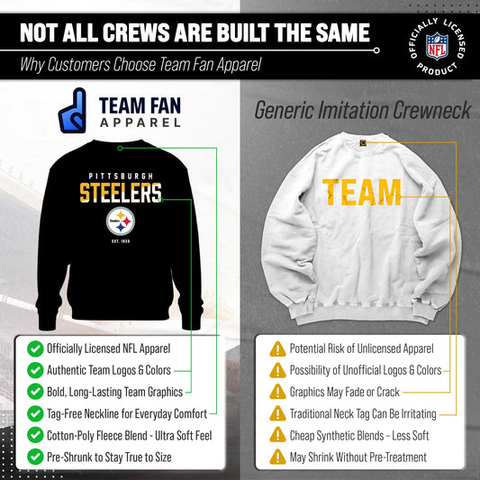 Pittsburgh Steelers Adult NFL Diagonal Fade Color Block Crewneck Sweatshirt - Black