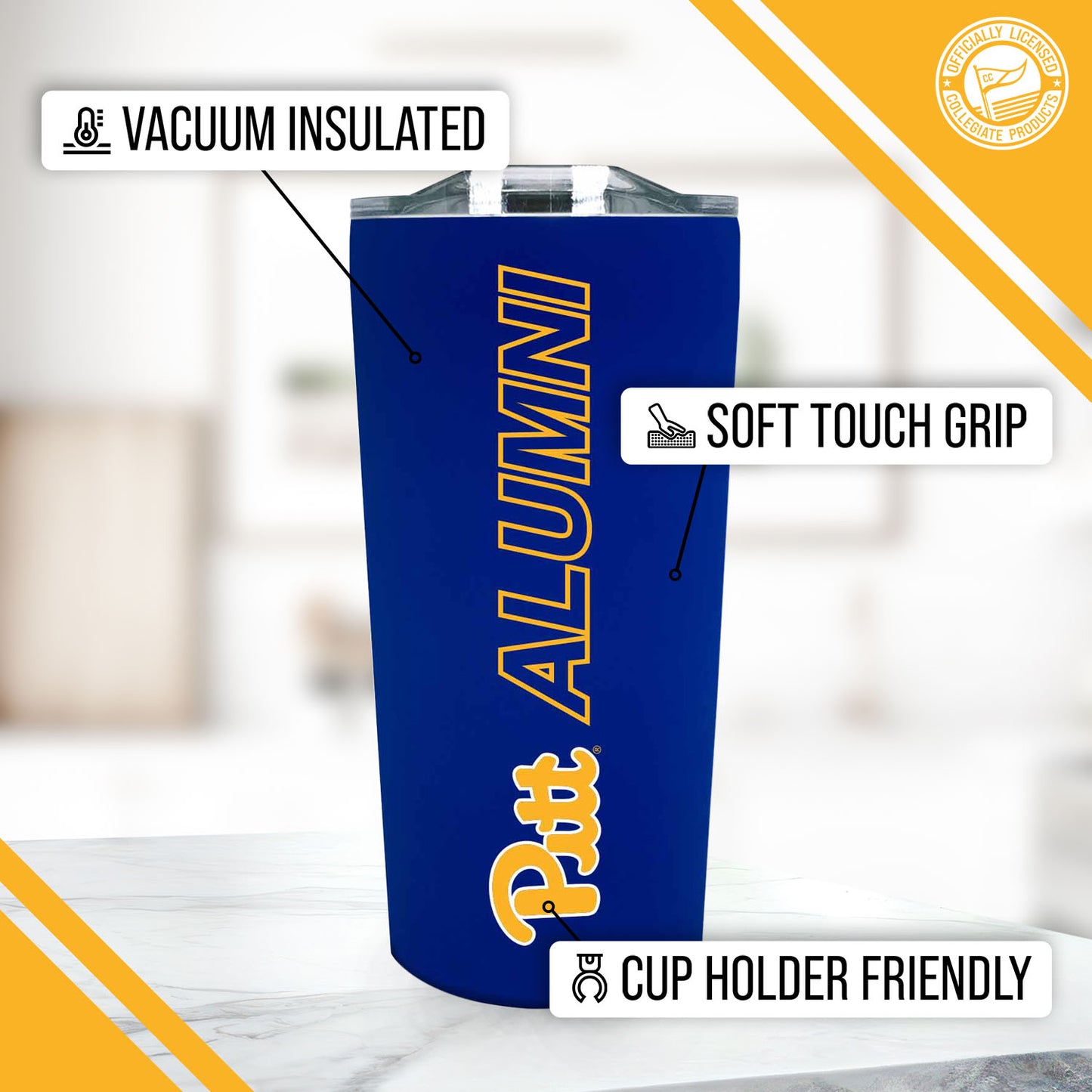 Pitt Panthers Collegiate Stainless Steel Travel Tumbler for Alumni - Royal