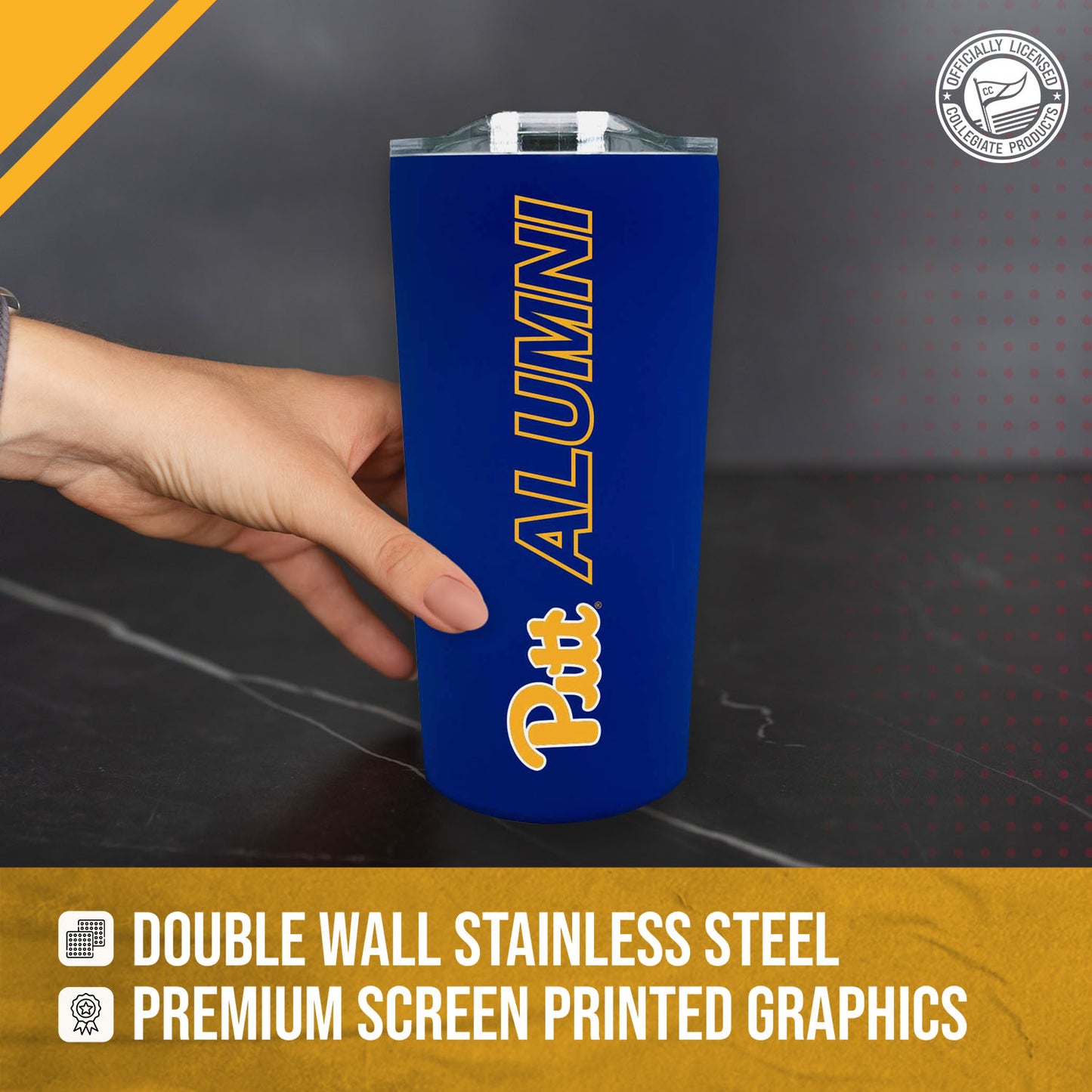 Pitt Panthers Collegiate Stainless Steel Travel Tumbler for Alumni - Royal
