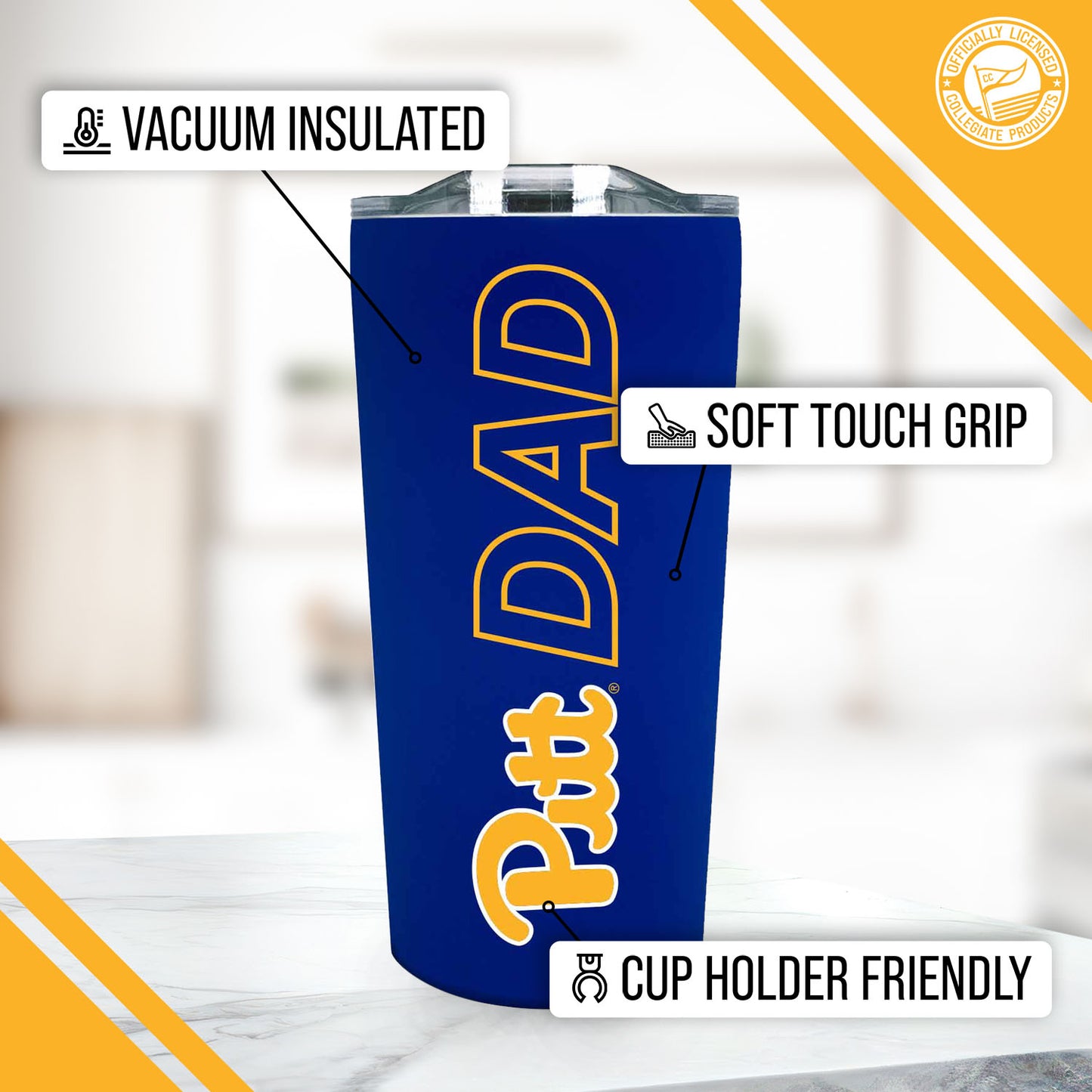 Pitt Panthers NCAA Stainless Steel Travel Tumbler for Dad - Royal