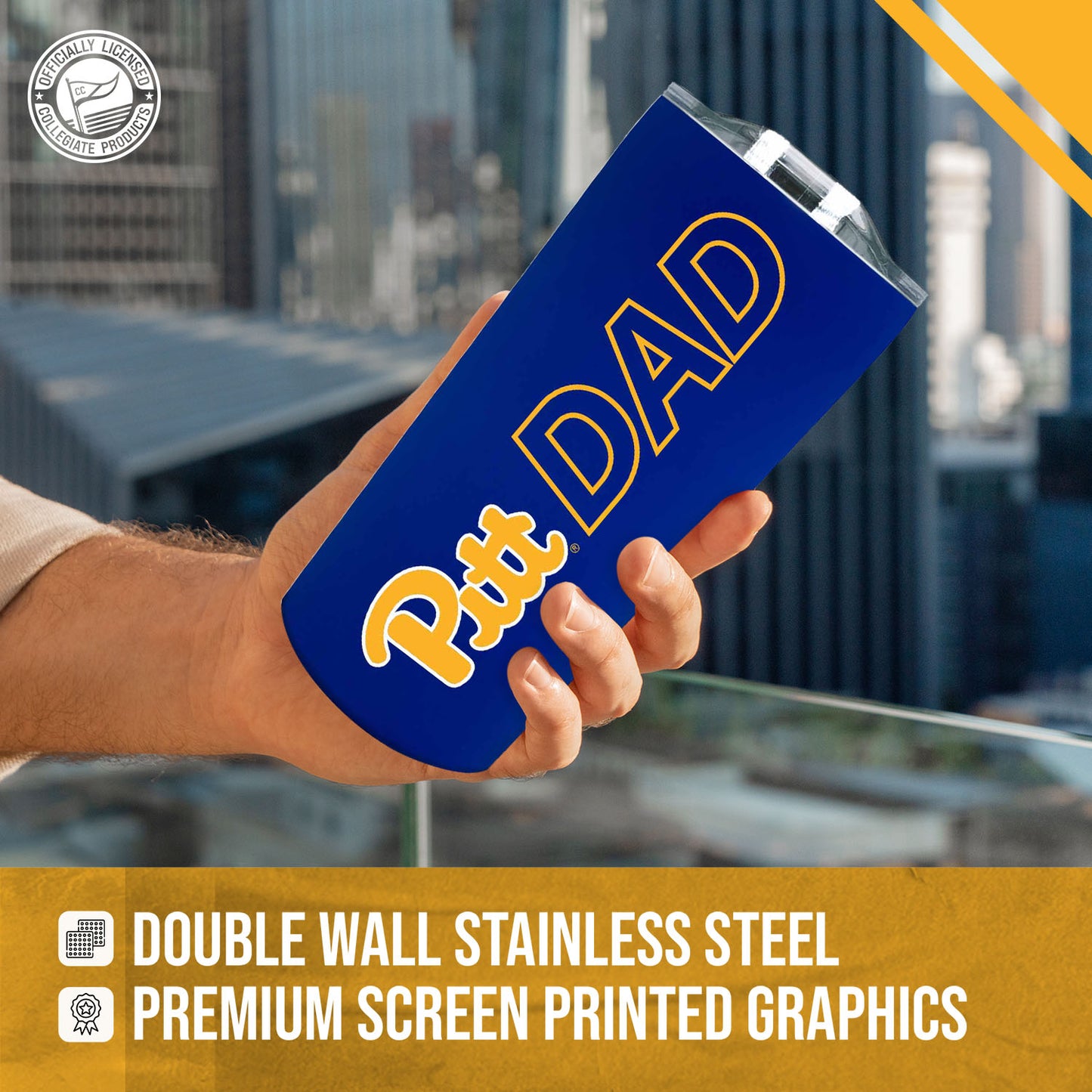 Pitt Panthers NCAA Stainless Steel Travel Tumbler for Dad - Royal