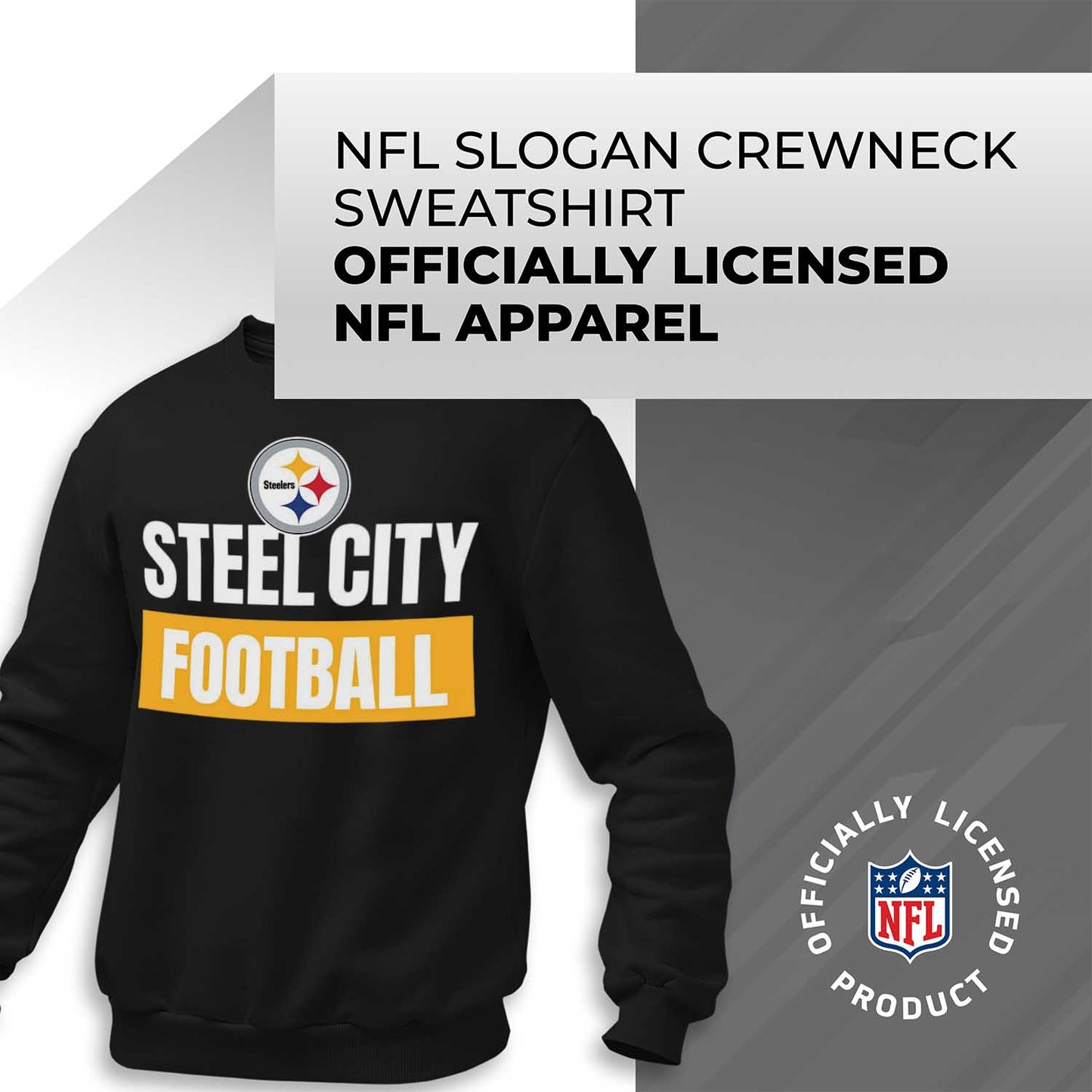 Pittsburgh Steelers NFL Adult Slogan Crewneck Sweatshirt - Black