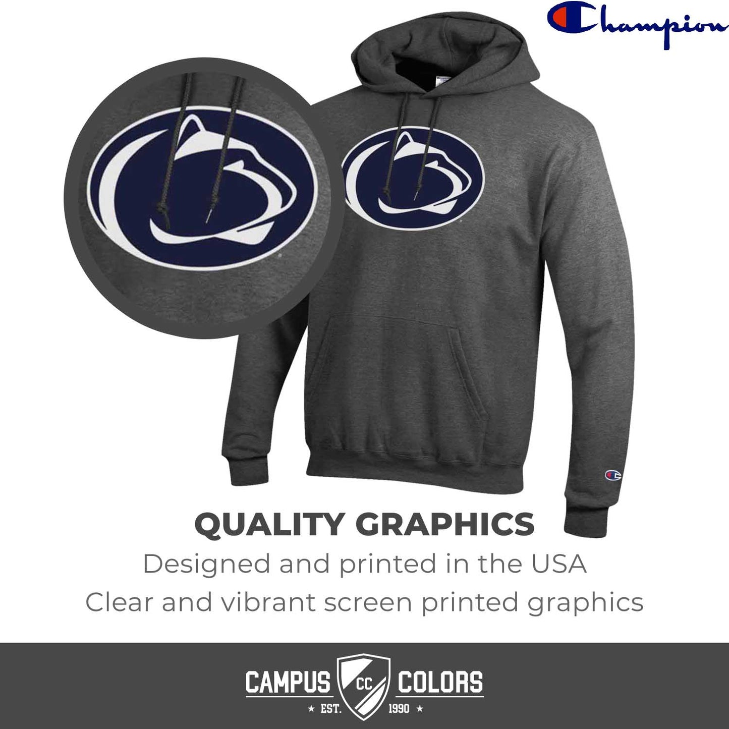 Penn State Nittany Lions Adult Mascot Fleece Hooded Sweatshirt - Charcoal