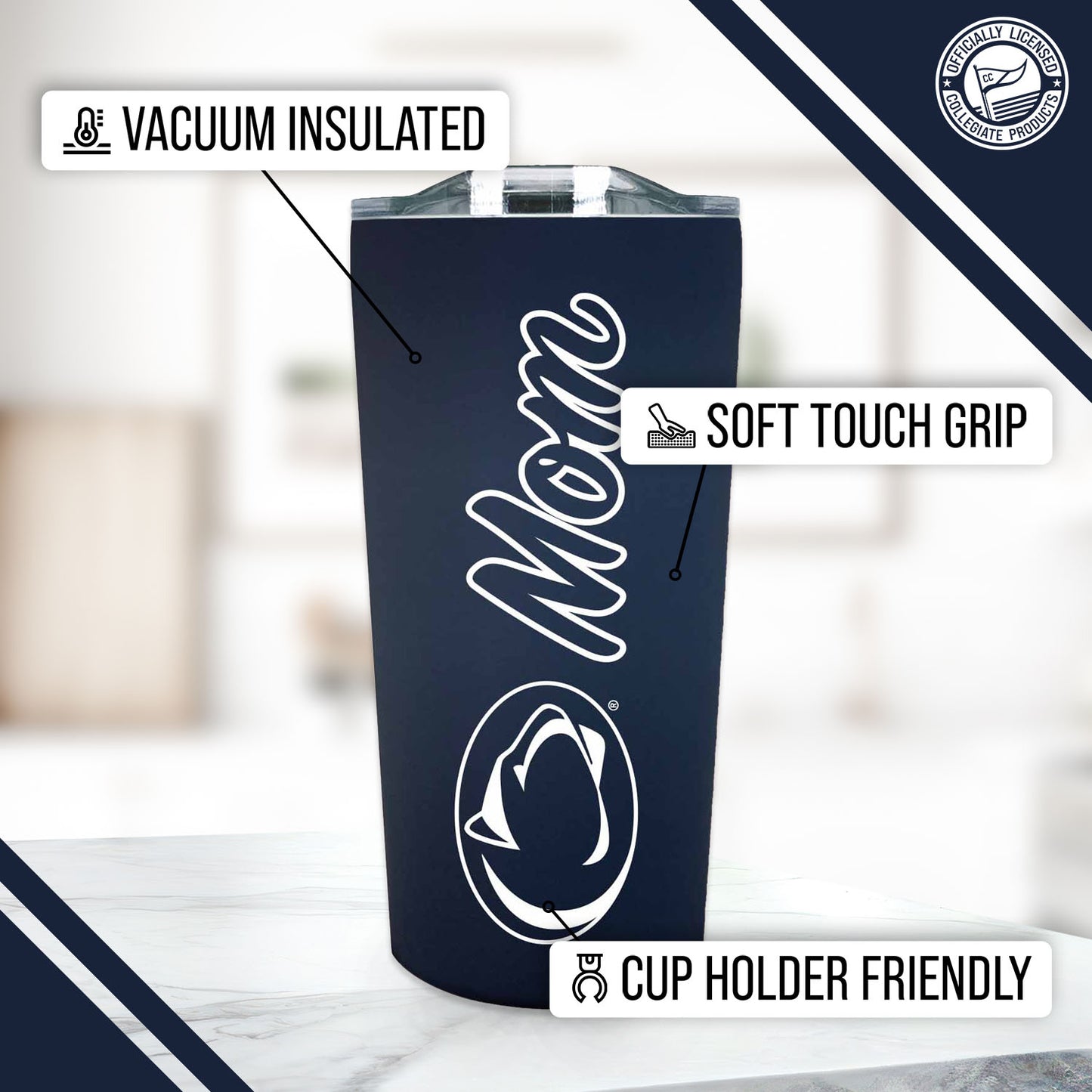 Penn State Nittany Lions NCAA Stainless Steel Travel Tumbler for Mom - Navy