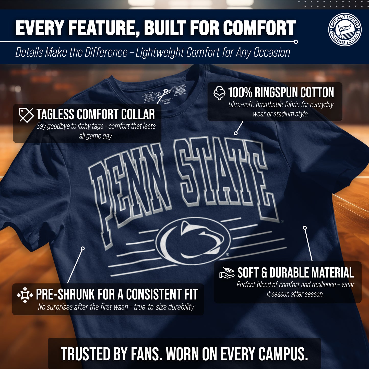 Penn State Nittany Lions NCAA Adult Unisex Overtime Classics T-Shirt - Navy