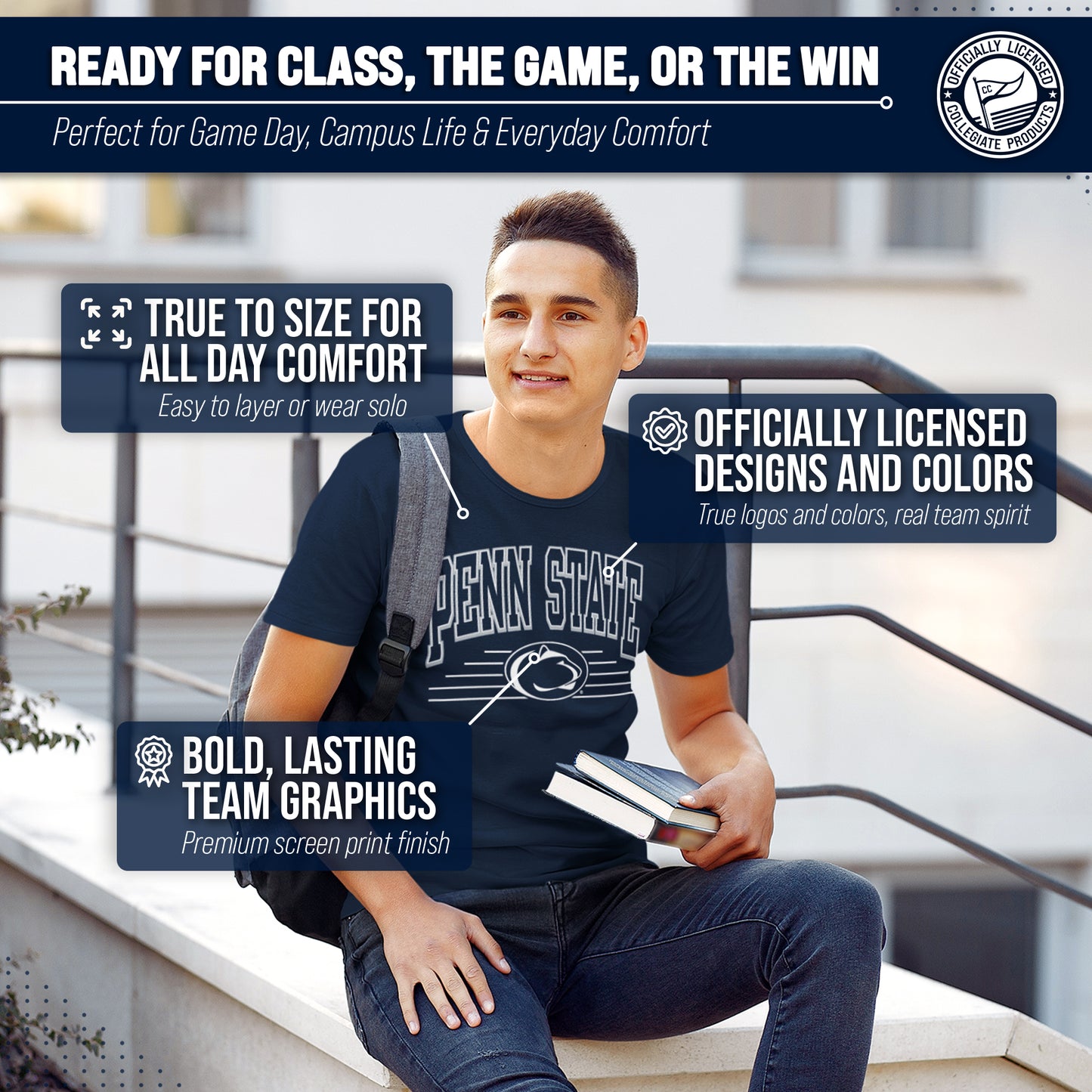 Penn State Nittany Lions NCAA Adult Unisex Overtime Classics T-Shirt - Navy