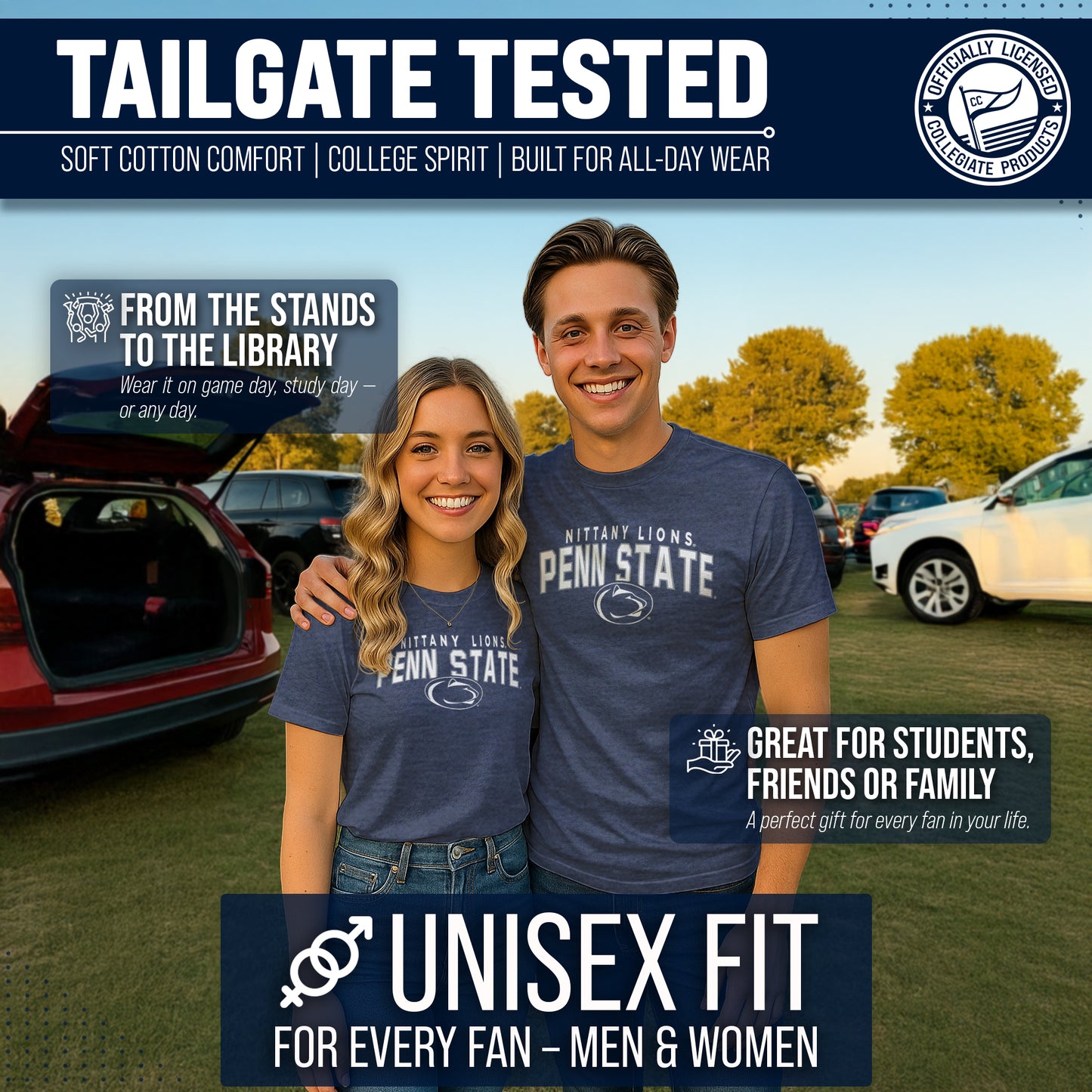 Penn State Nittany Lions NCAA Adult Unisex Starting Fresh T-Shirt - Navy Heather