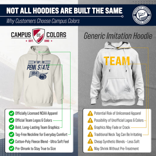 Penn State Nittany Lions NCAA Adult Unisex Varsity Club Pennant Hooded Fleece Sweatshirt - Off White
