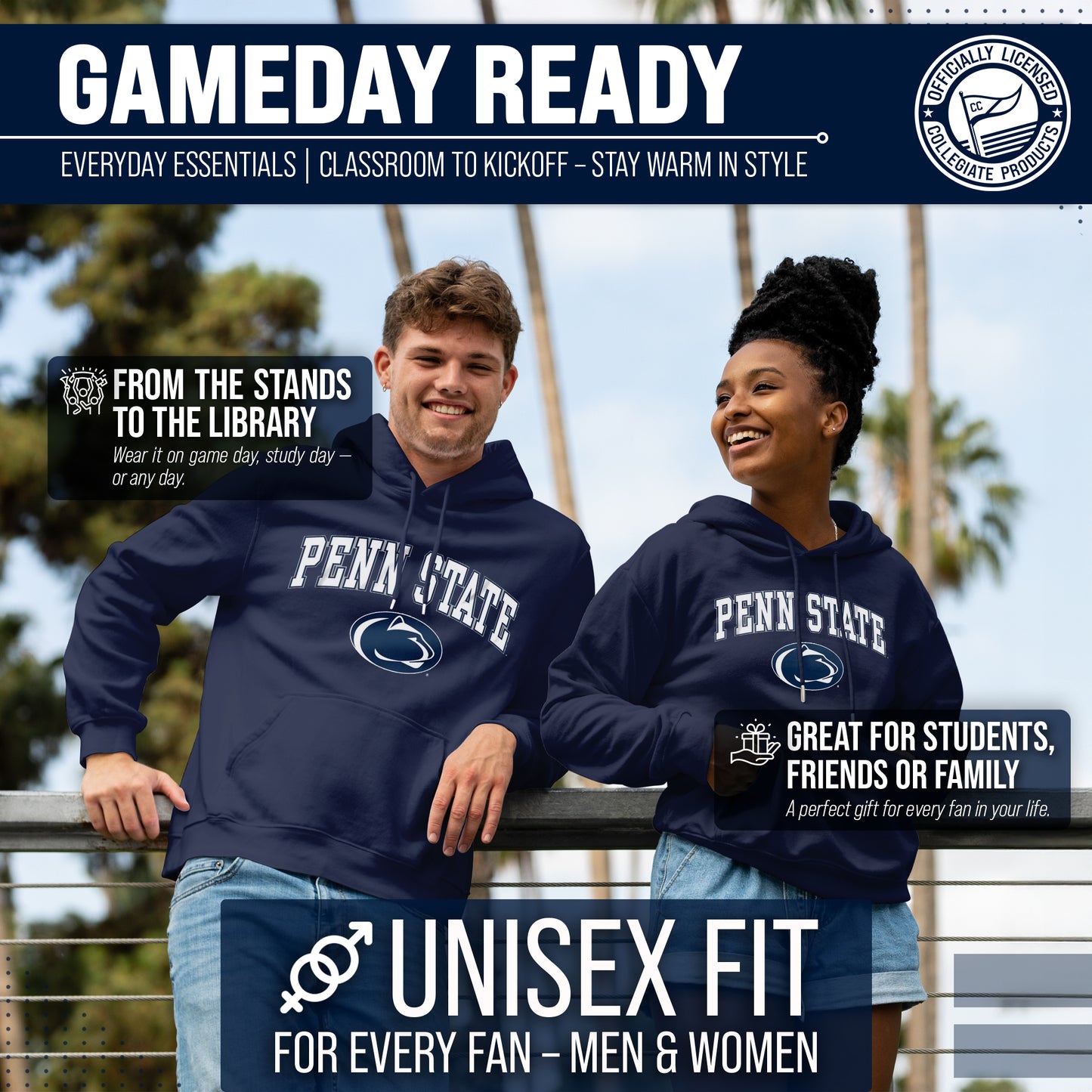 Penn State Nittany Lions Adult Arch & Logo Soft Style Gameday Hooded Sweatshirt - Navy