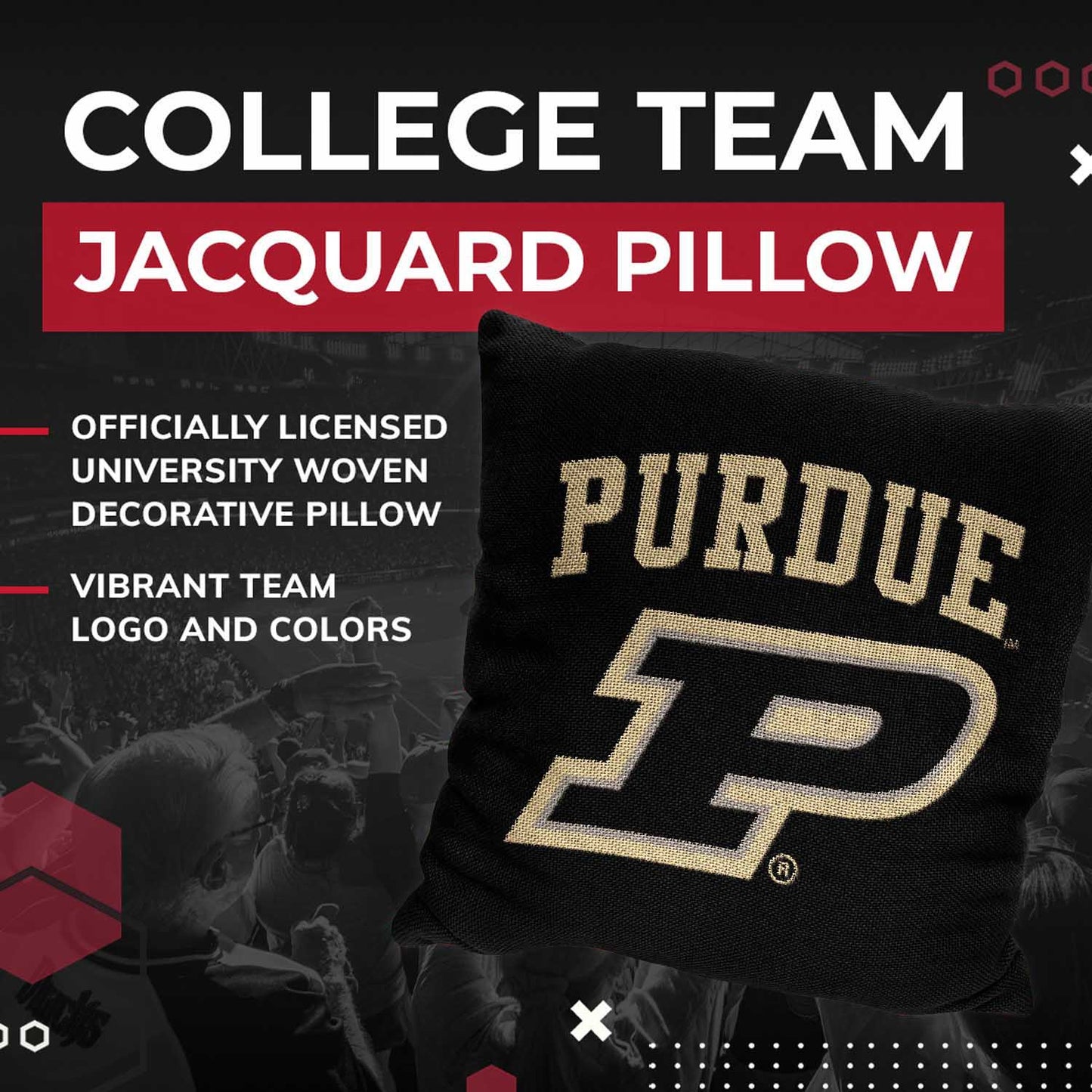 Purdue Boilermakers NCAA Decorative Pillow - Black