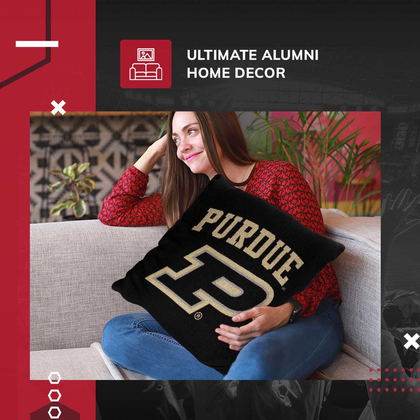 Purdue Boilermakers NCAA Decorative Pillow - Black