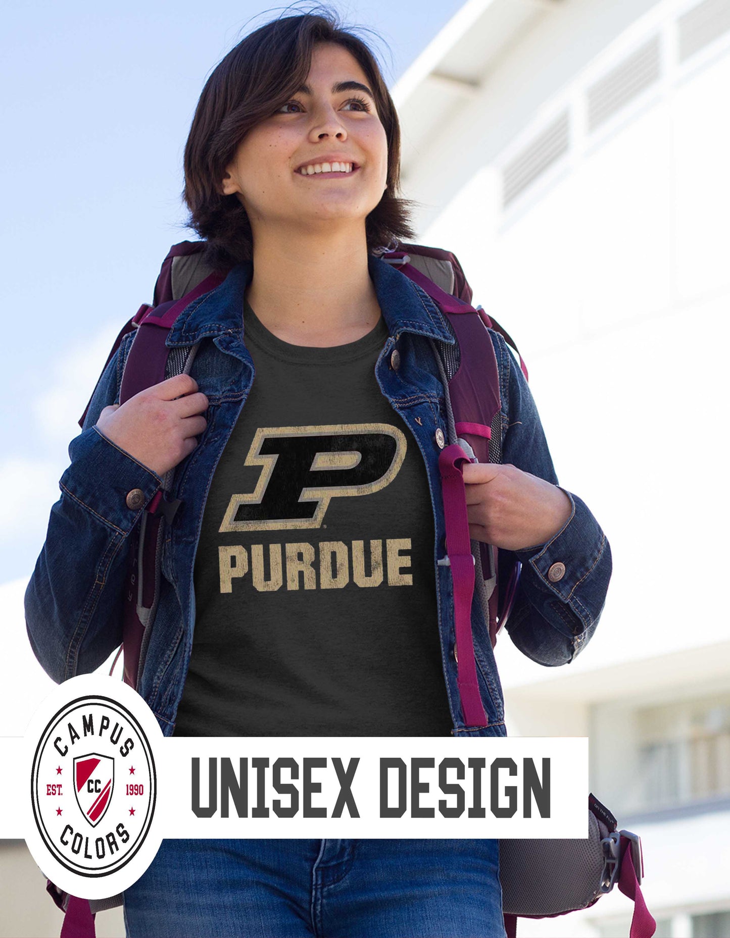 Purdue Boilermakers Adult MVP Heathered Cotton Blend T-Shirt - Black