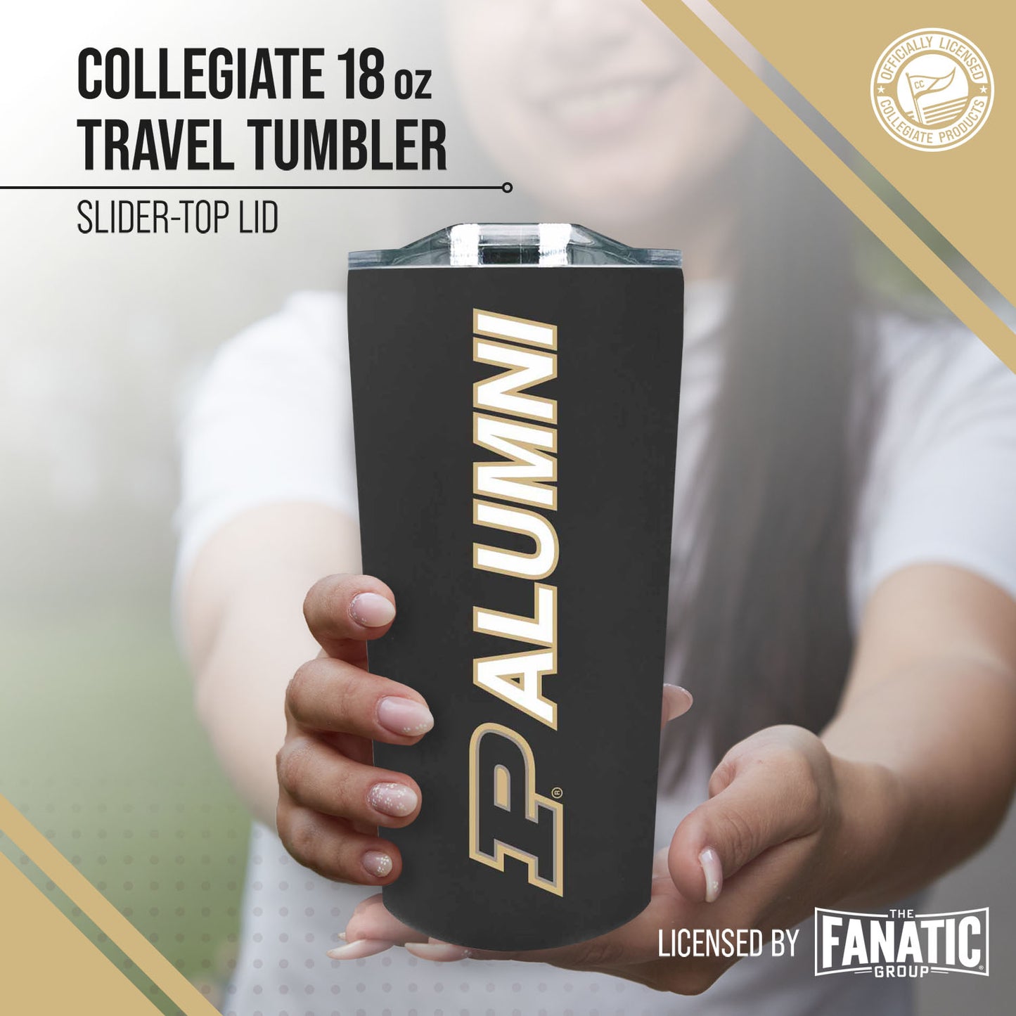 Purdue Boilermakers Collegiate Stainless Steel Travel Tumbler for Alumni - Black