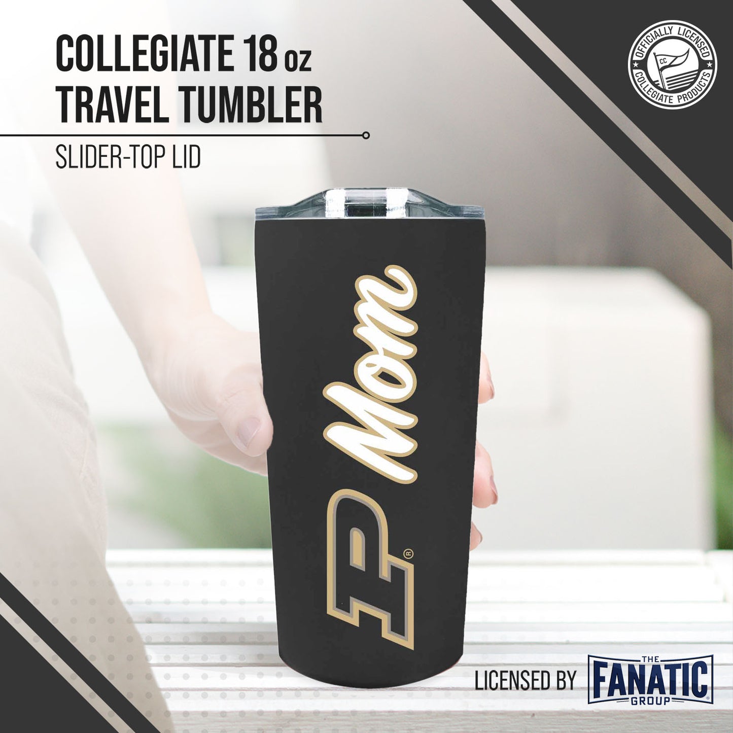 Purdue Boilermakers NCAA Stainless Steel Travel Tumbler for Mom - Black