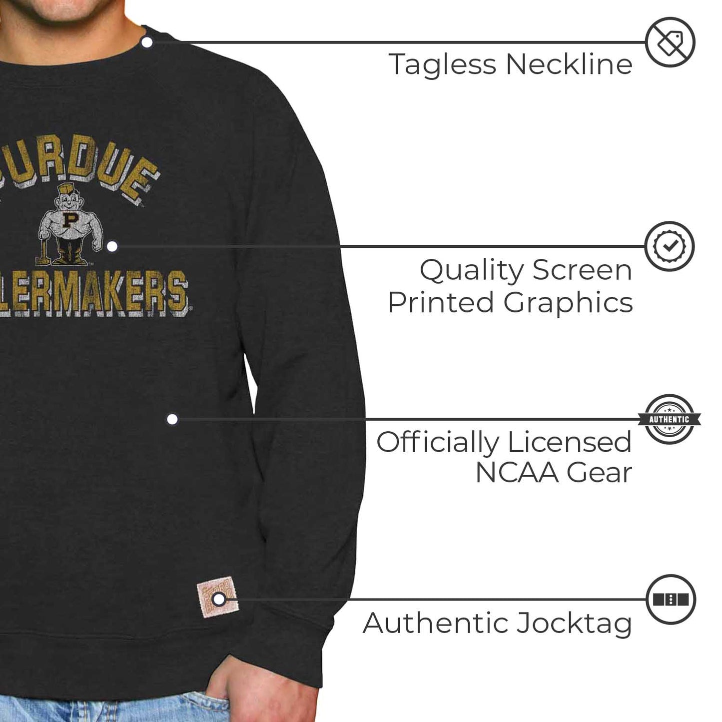 Purdue Boilermakers Adult University Crewneck - Black