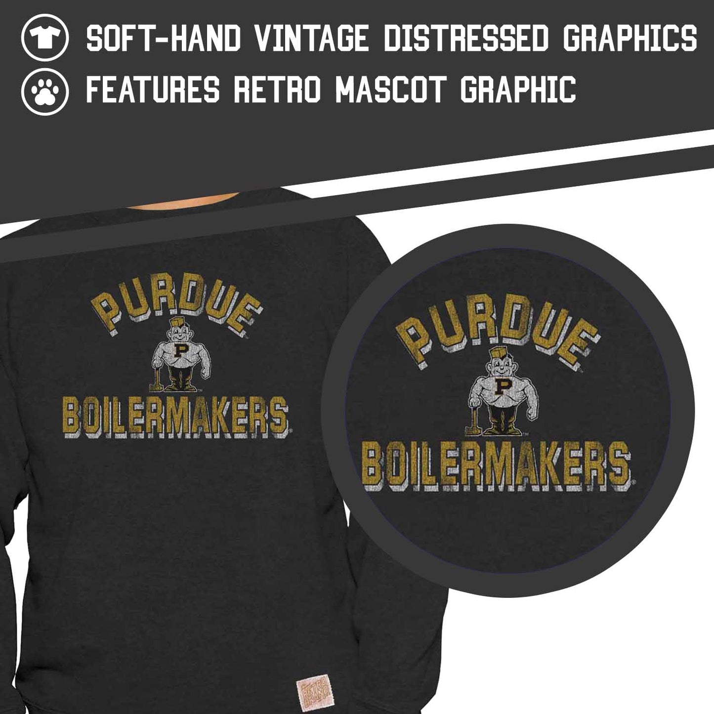 Purdue Boilermakers Adult University Crewneck - Black