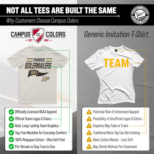 Purdue Boilermakers NCAA Adult Unisex Varsity Club Pennant T-Shirt Tag-Less - Off White