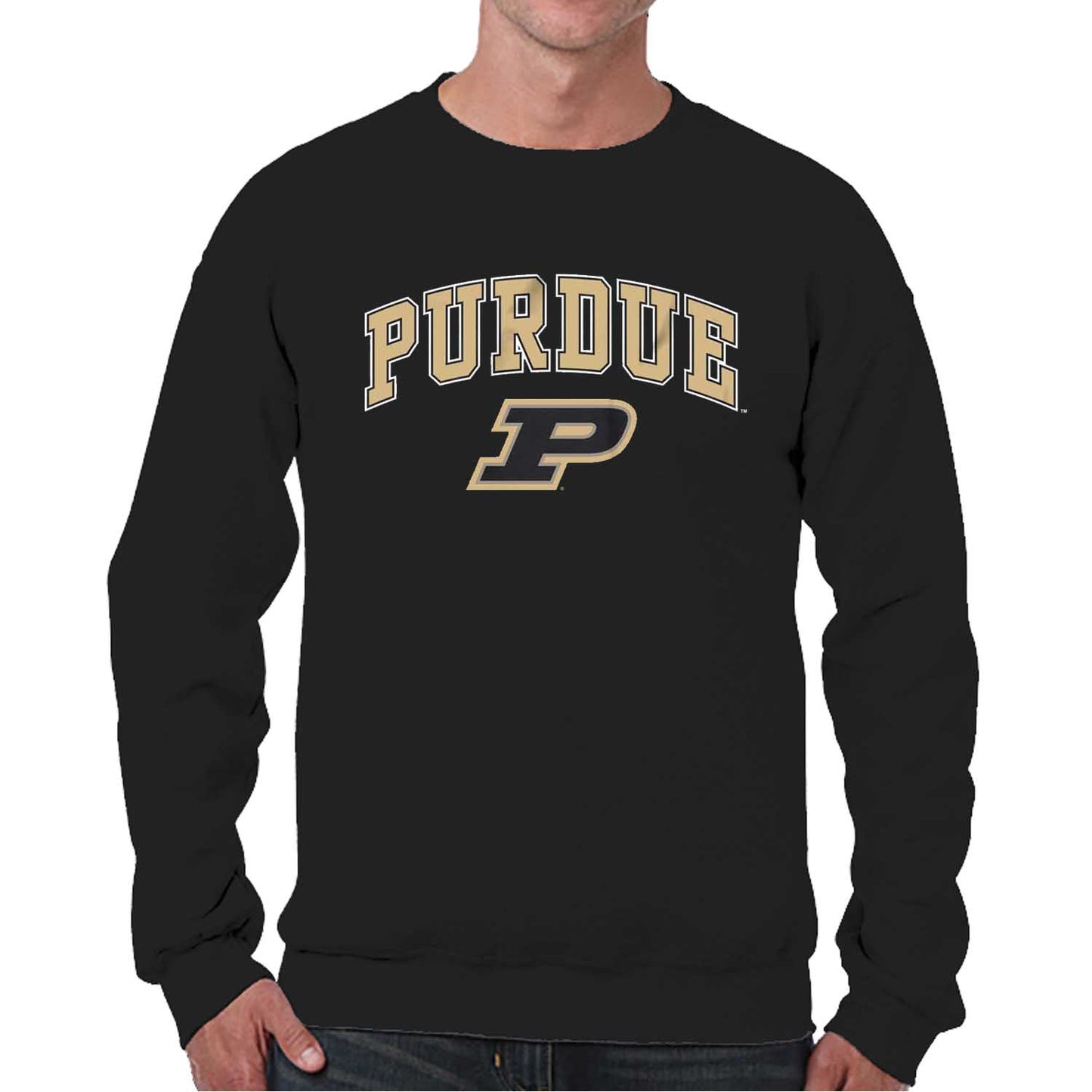 Purdue Boilermakers Campus Colors Adult Arch & Logo Soft Style Gameday Crewneck Sweatshirt - Black