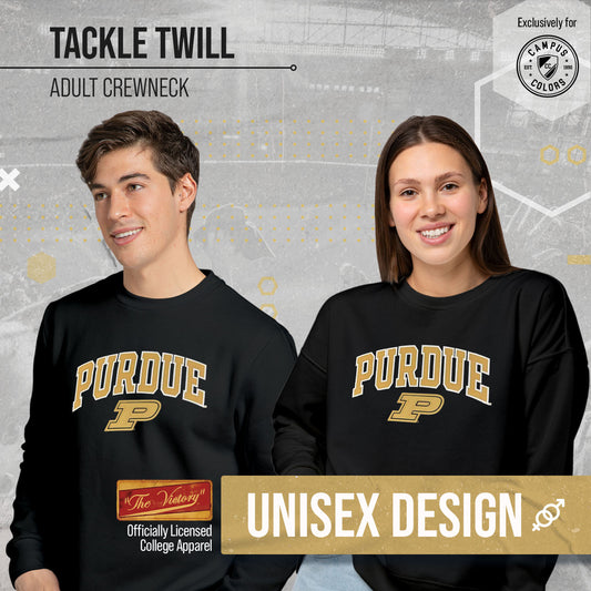 Purdue Boilermakers NCAA Adult Tackle Twill Crewneck Sweatshirt - Black