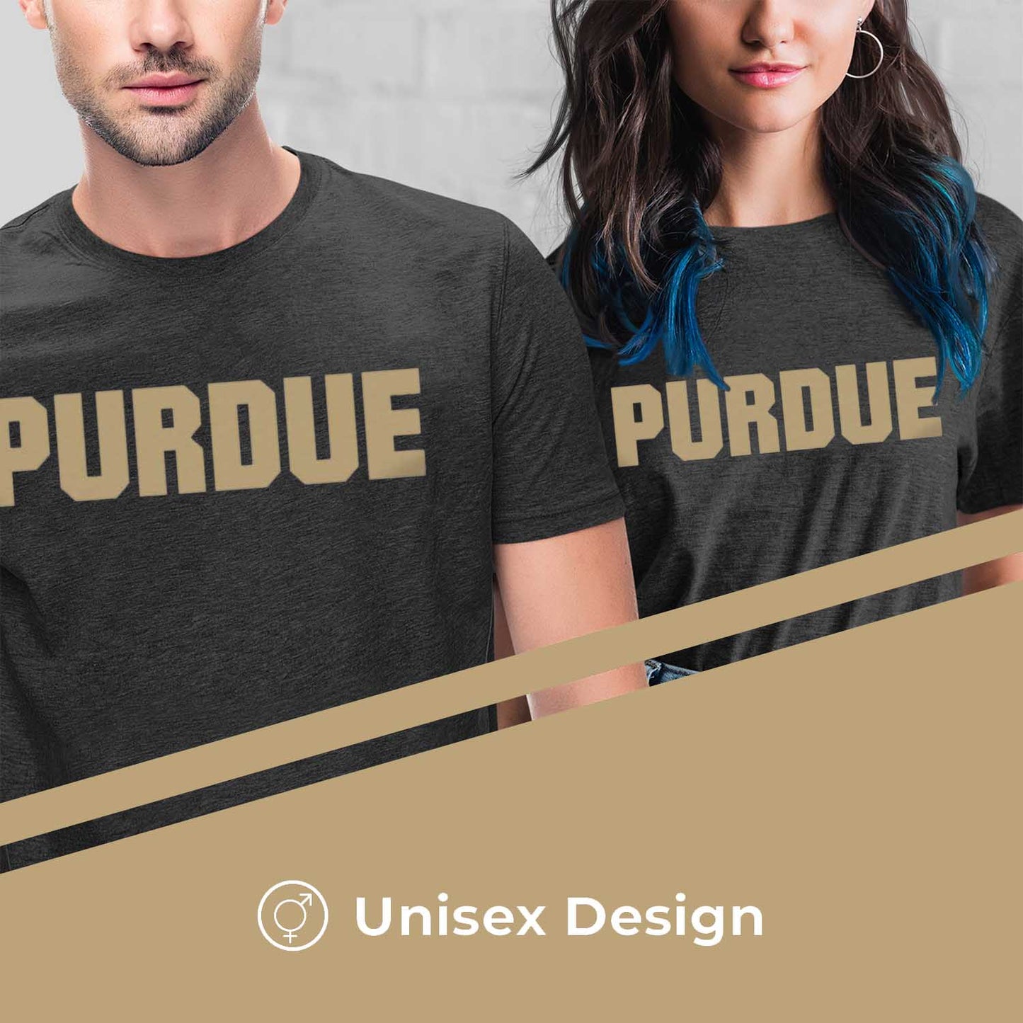 Purdue Boilermakers Campus Colors NCAA Adult Cotton Blend Charcoal Tagless T-Shirt - Charcoal