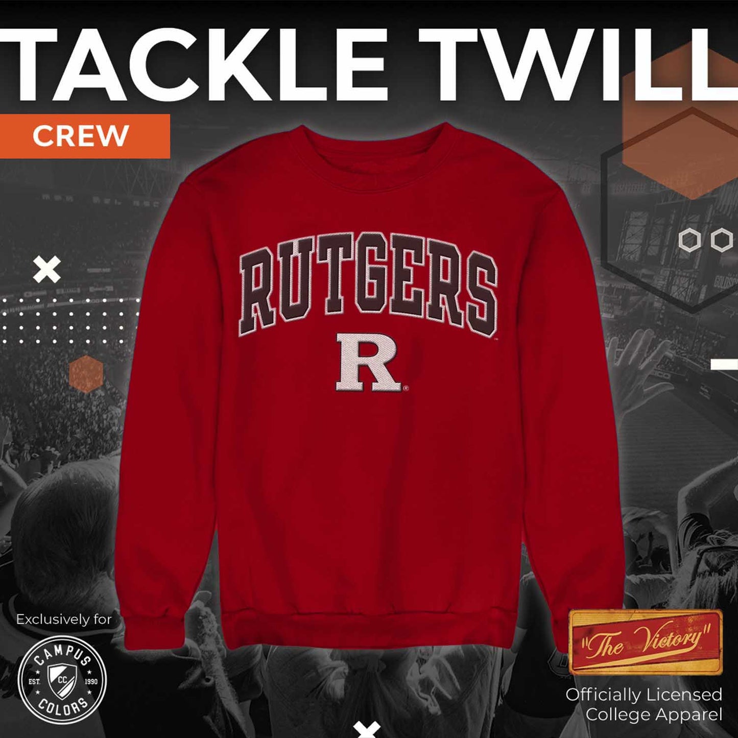 Rutgers Scarlet Knights NCAA Adult Tackle Twill Crewneck Sweatshirt - Red