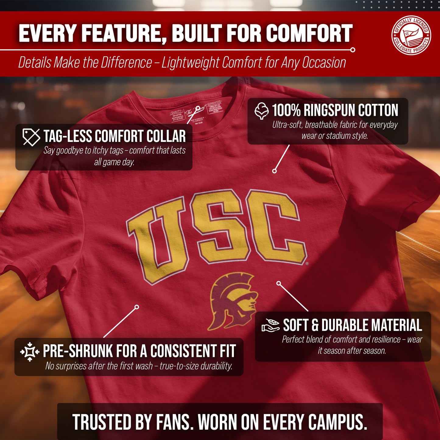 USC Trojans NCAA Adult Gameday Cotton T-Shirt - Cardinal