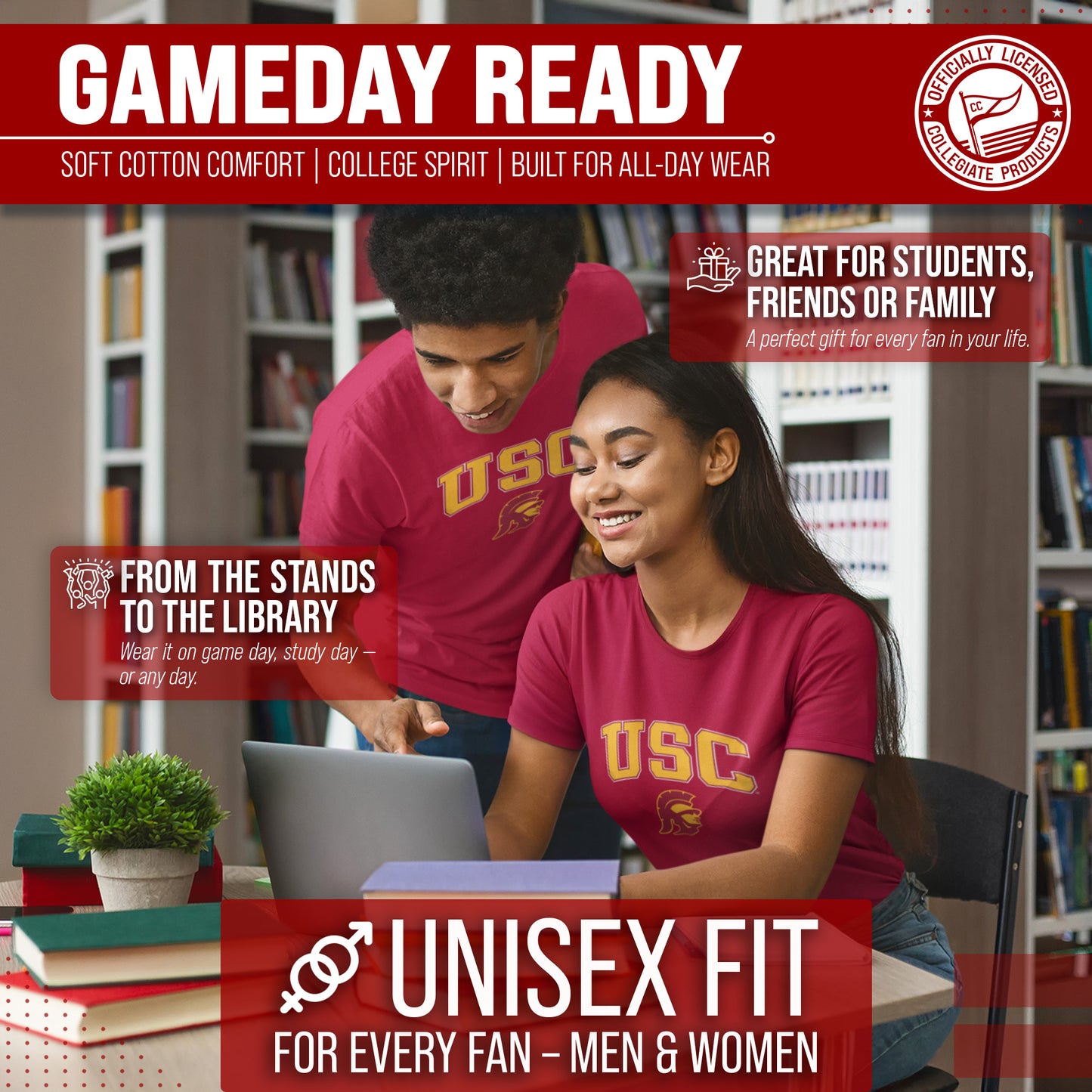 USC Trojans NCAA Adult Gameday Cotton T-Shirt - Cardinal