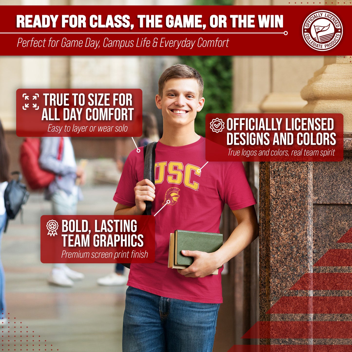 USC Trojans NCAA Adult Gameday Cotton T-Shirt - Cardinal