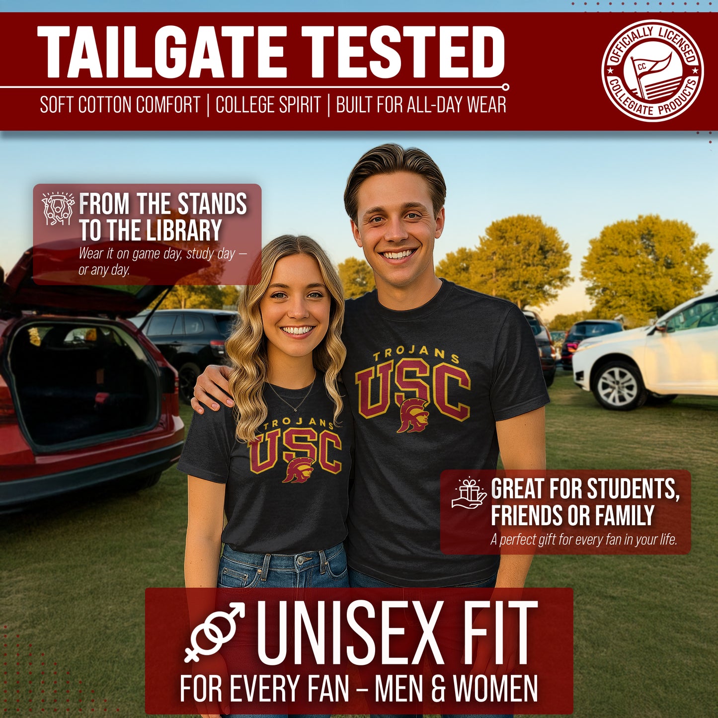 USC Trojans NCAA Adult Unisex Starting Fresh T-Shirt - Black Heather