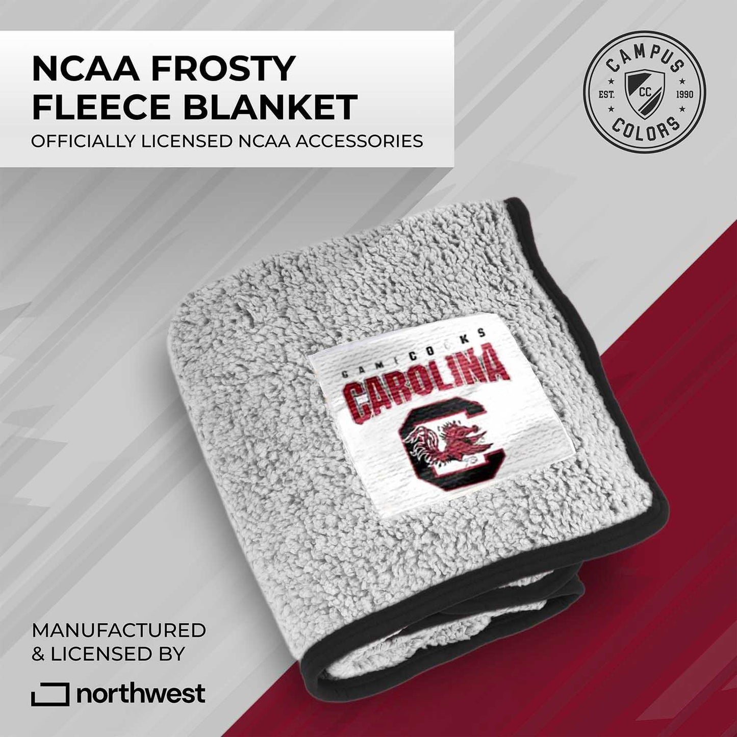 South Carolina Gamecocks NCAA Silk Sherpa College Throw Blanket - Maroon