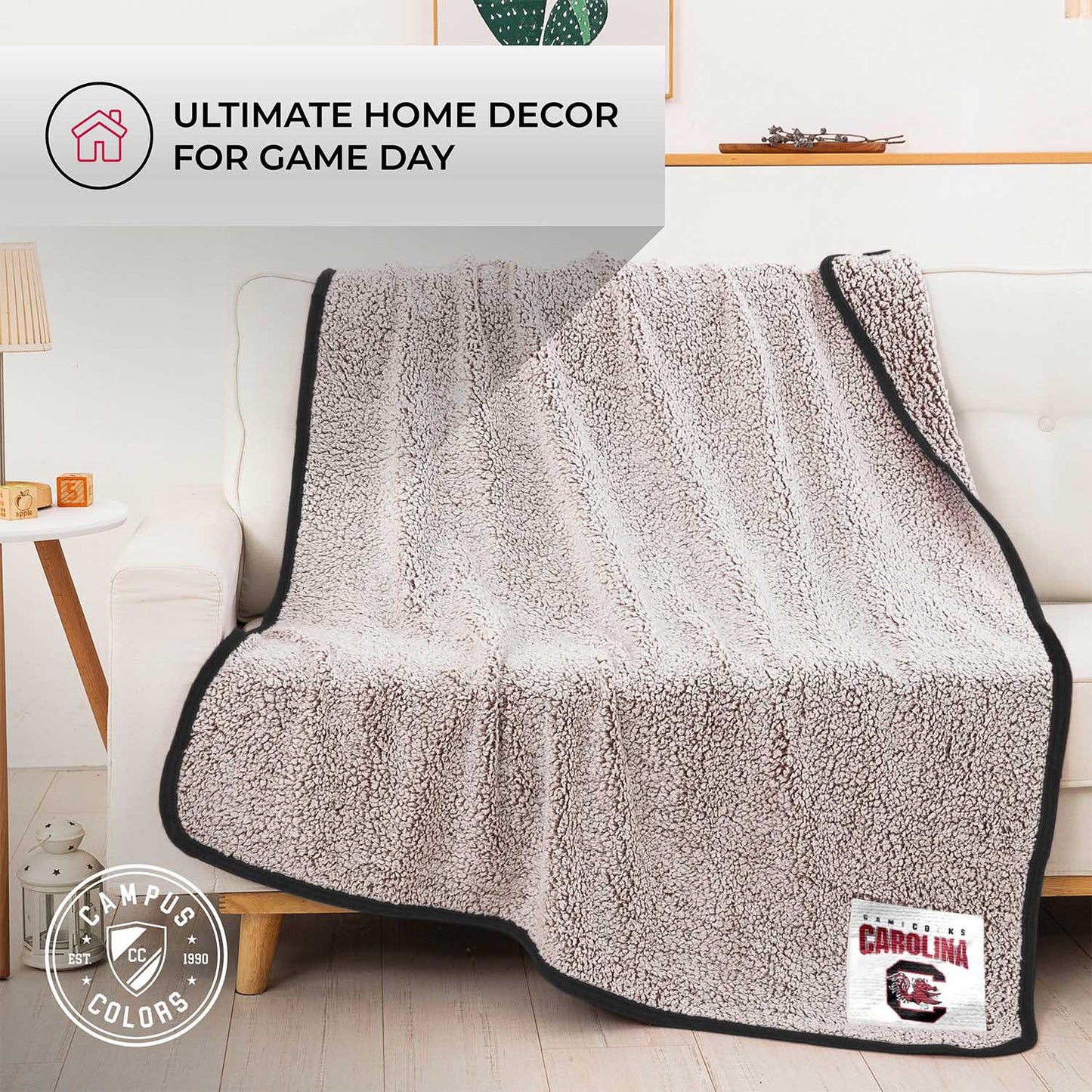 South Carolina Gamecocks NCAA Silk Sherpa College Throw Blanket - Maroon