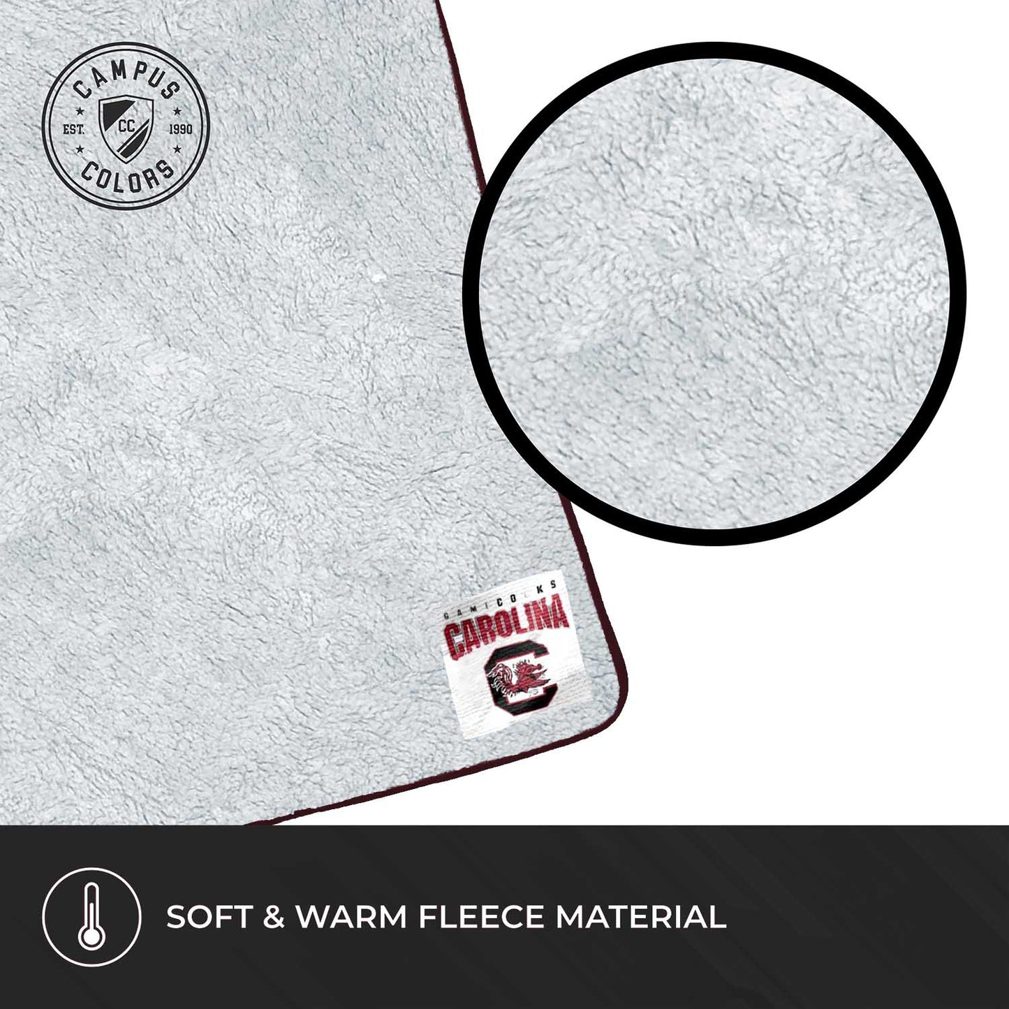 South Carolina Gamecocks NCAA Silk Sherpa College Throw Blanket - Maroon