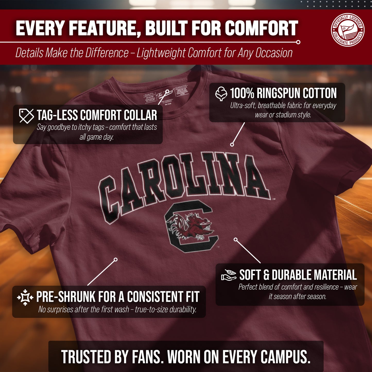 South Carolina Gamecocks NCAA Adult Gameday Cotton T-Shirt - Maroon